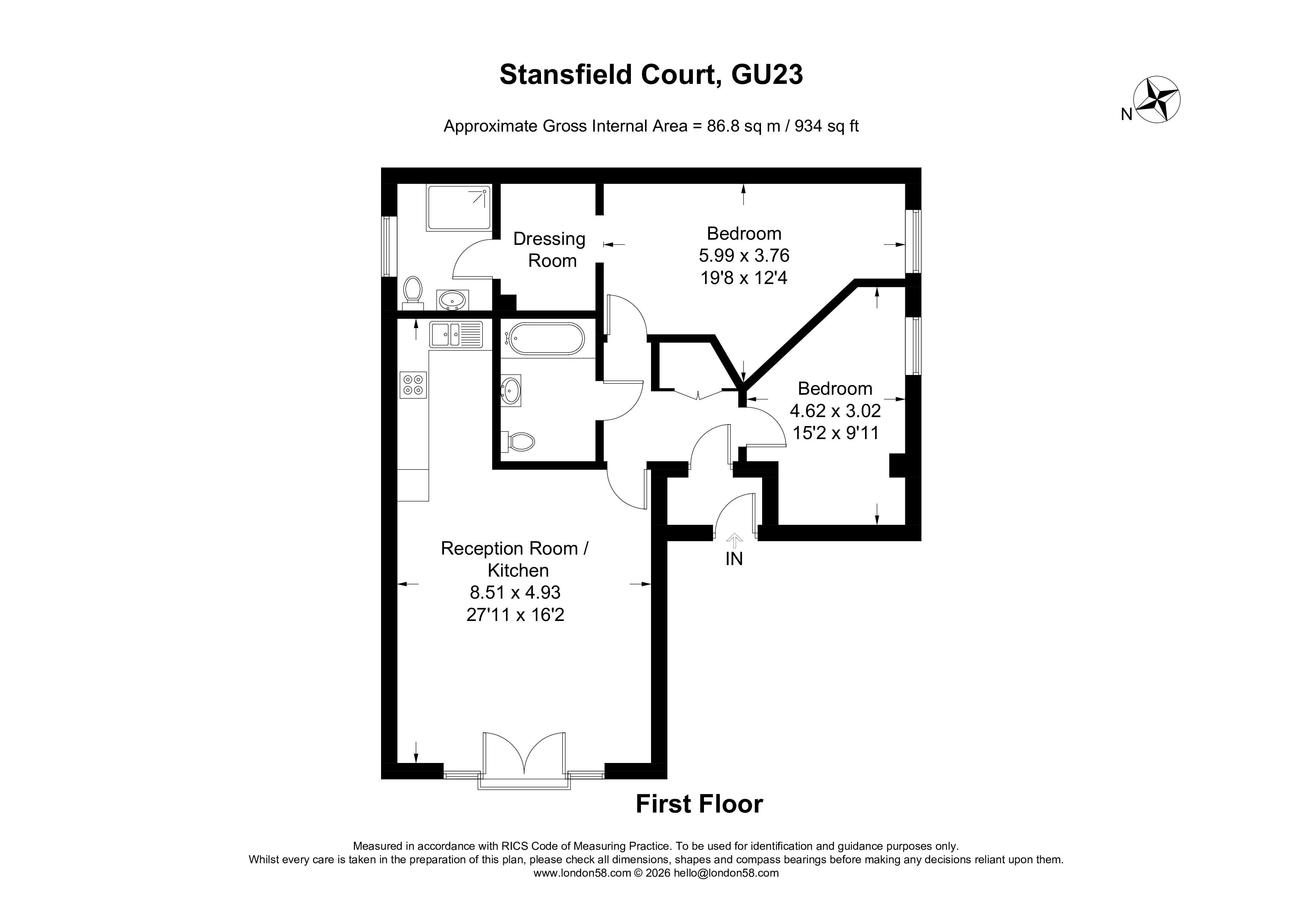 6 Stansfield Court, 43, Newark Lane, Woking floorplan