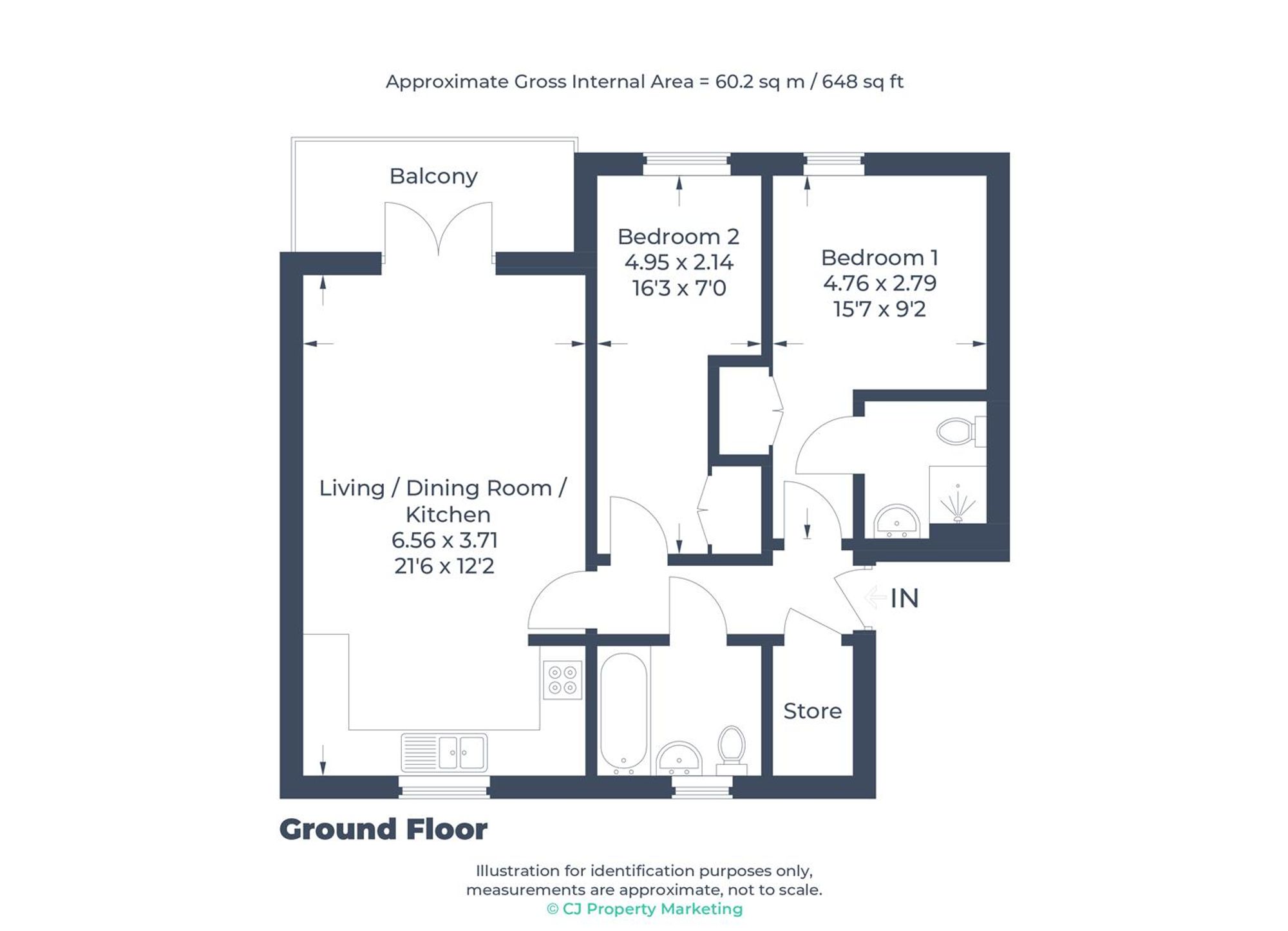Flat 2, Jersey Court Milk Churn Way, Knebworth floorplan