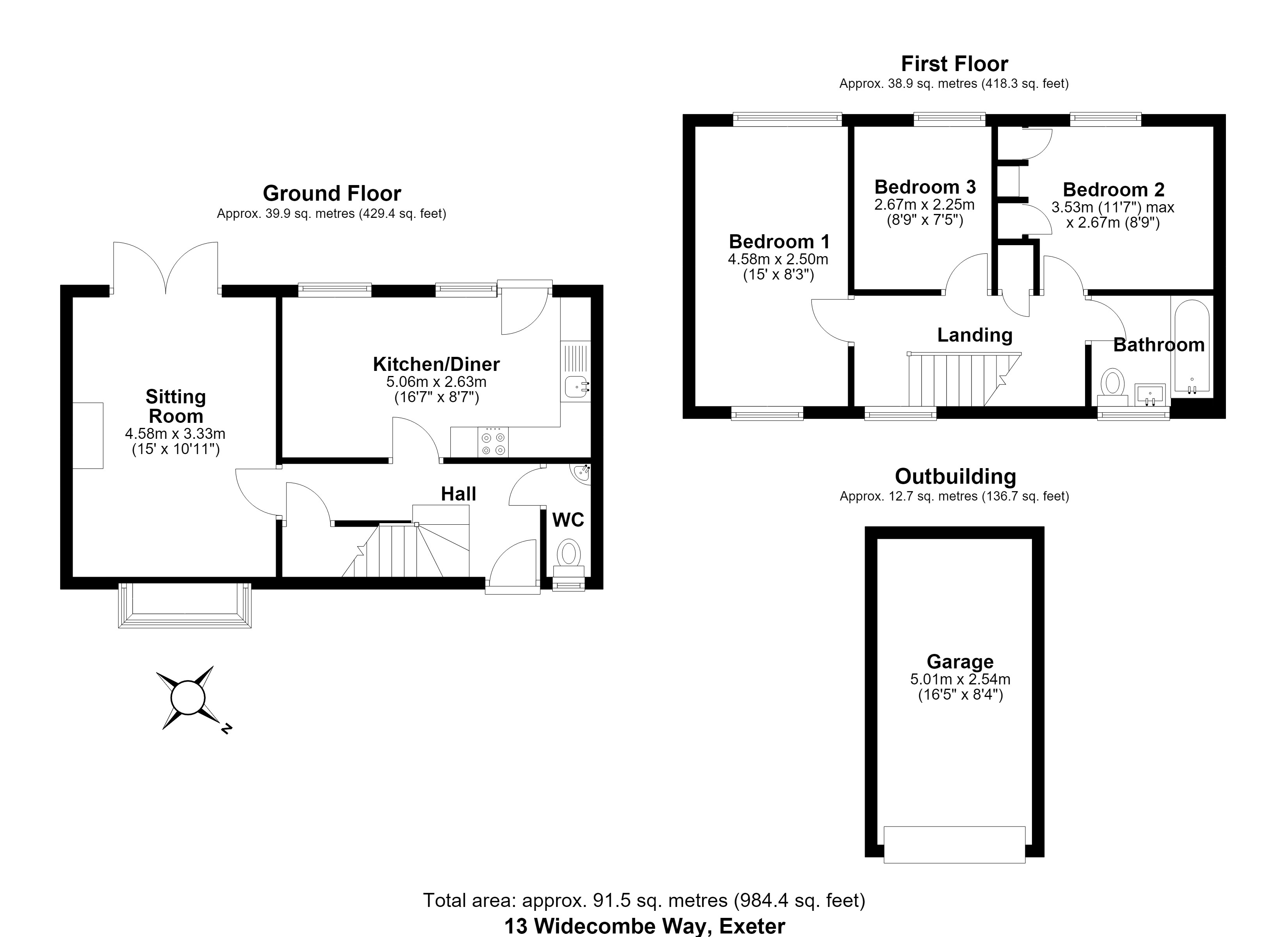 13, Widecombe Way, Exeter floorplan