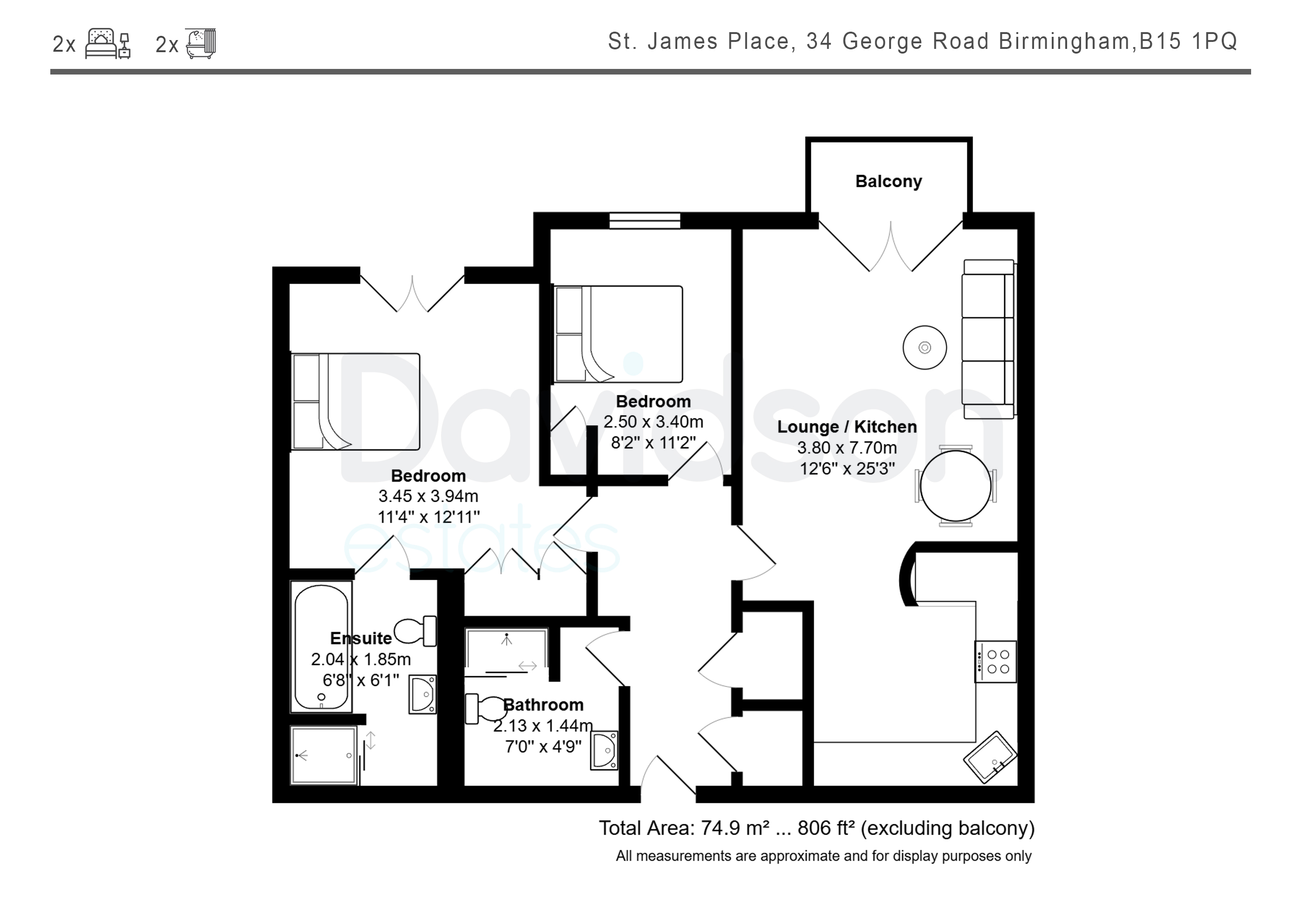 Apartment 36 St James Place, 34, George Road, Birmingham floorplan