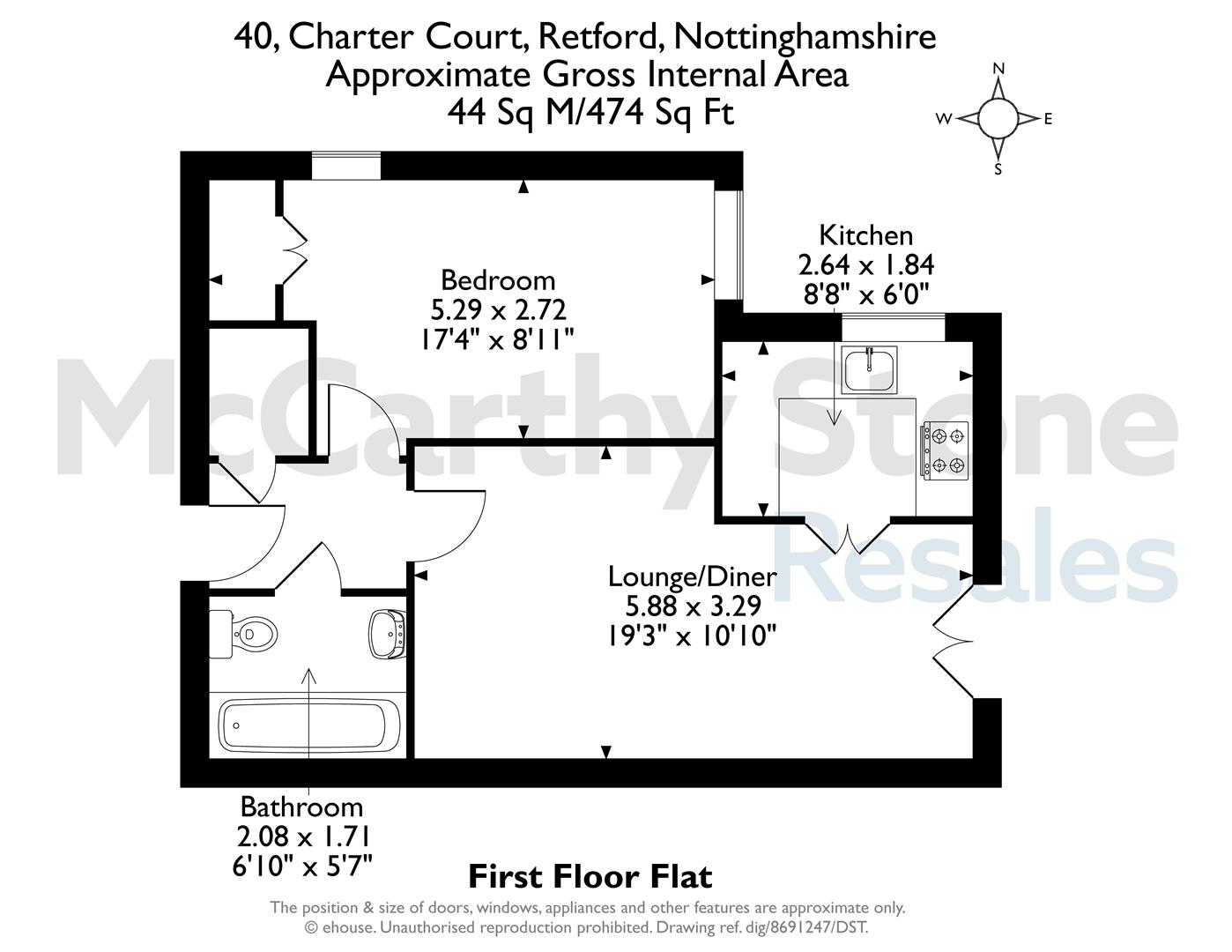 40 Charter Court, North Road, Retford floorplan