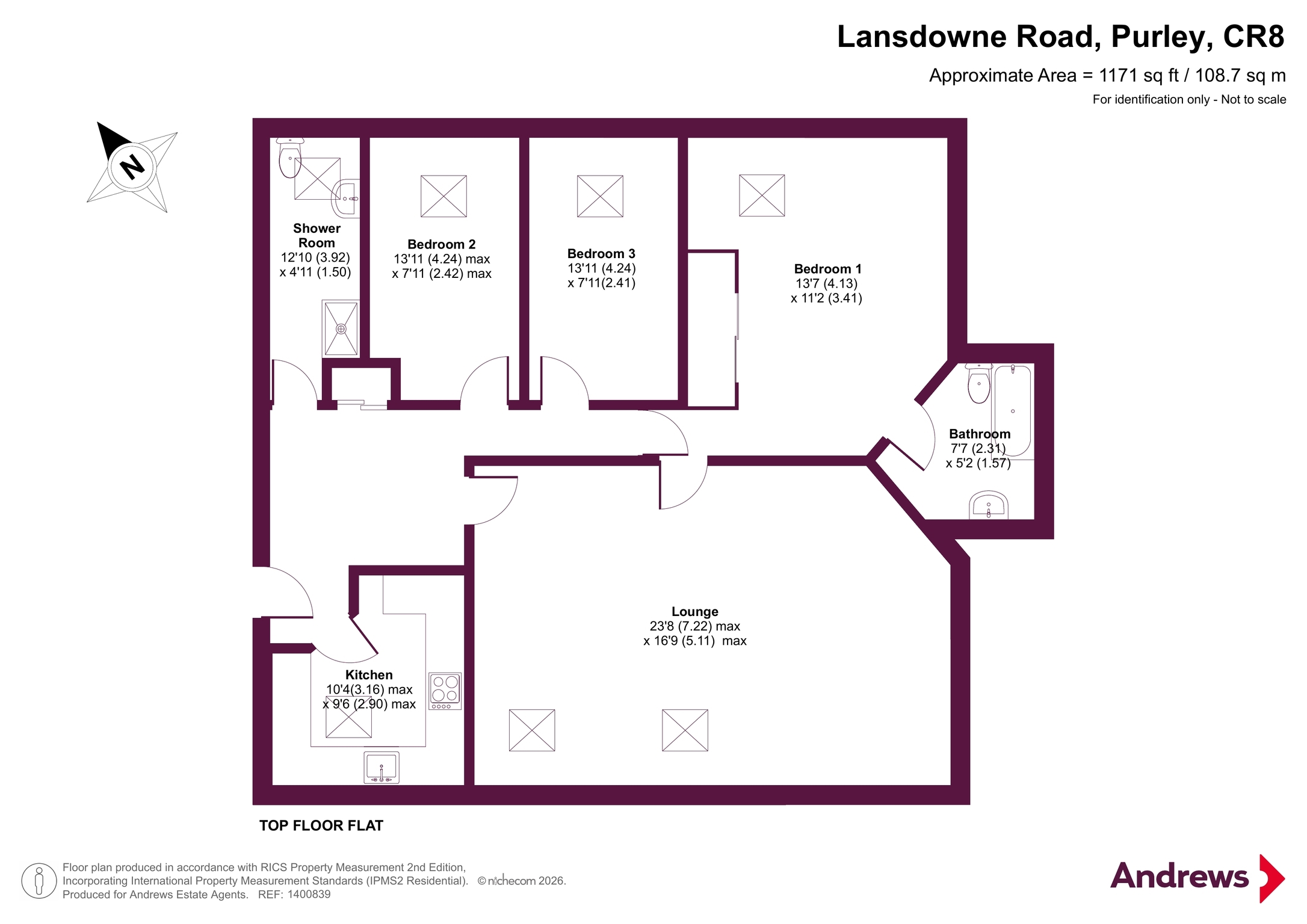 67, French Apartments, Purley floorplan