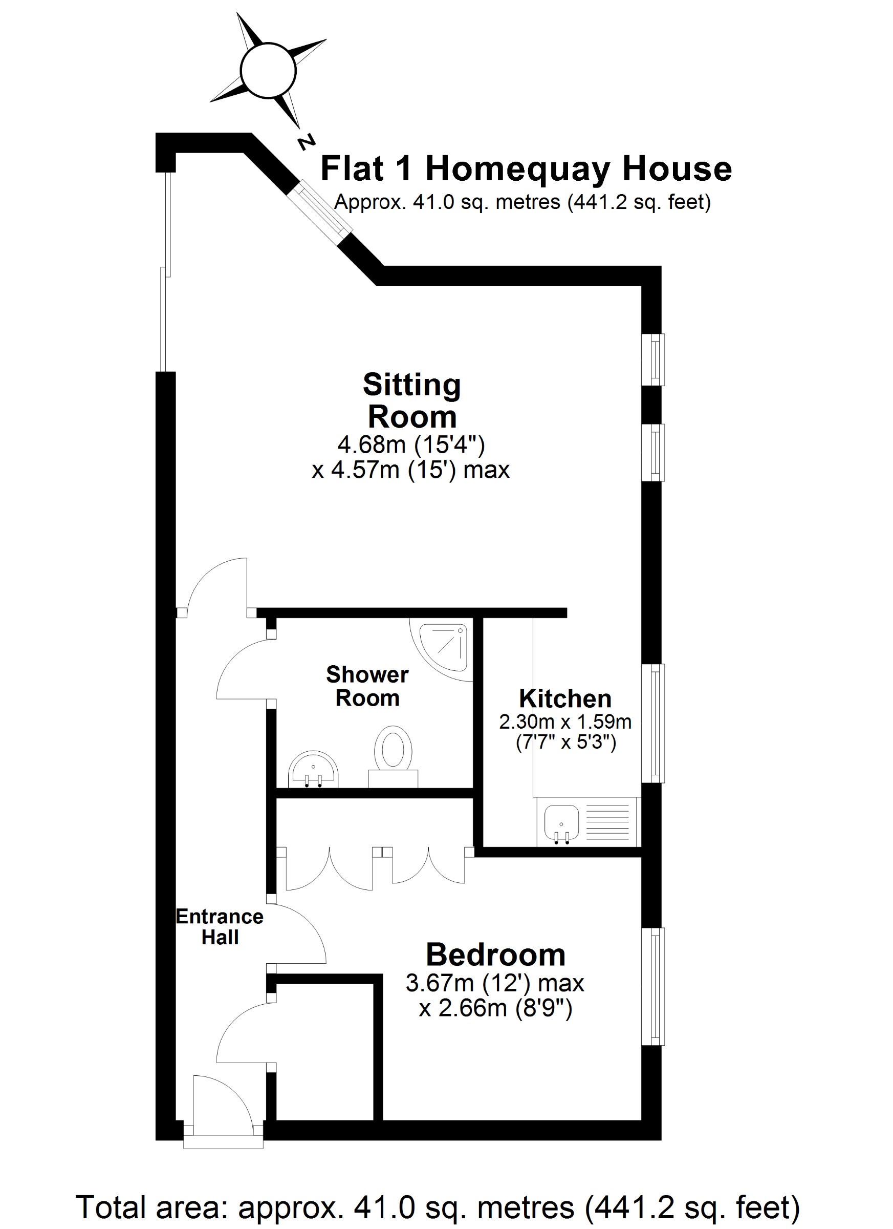 Homequay House, Falkland Road, Torquay TQ2, 1 bedroom flat for sale