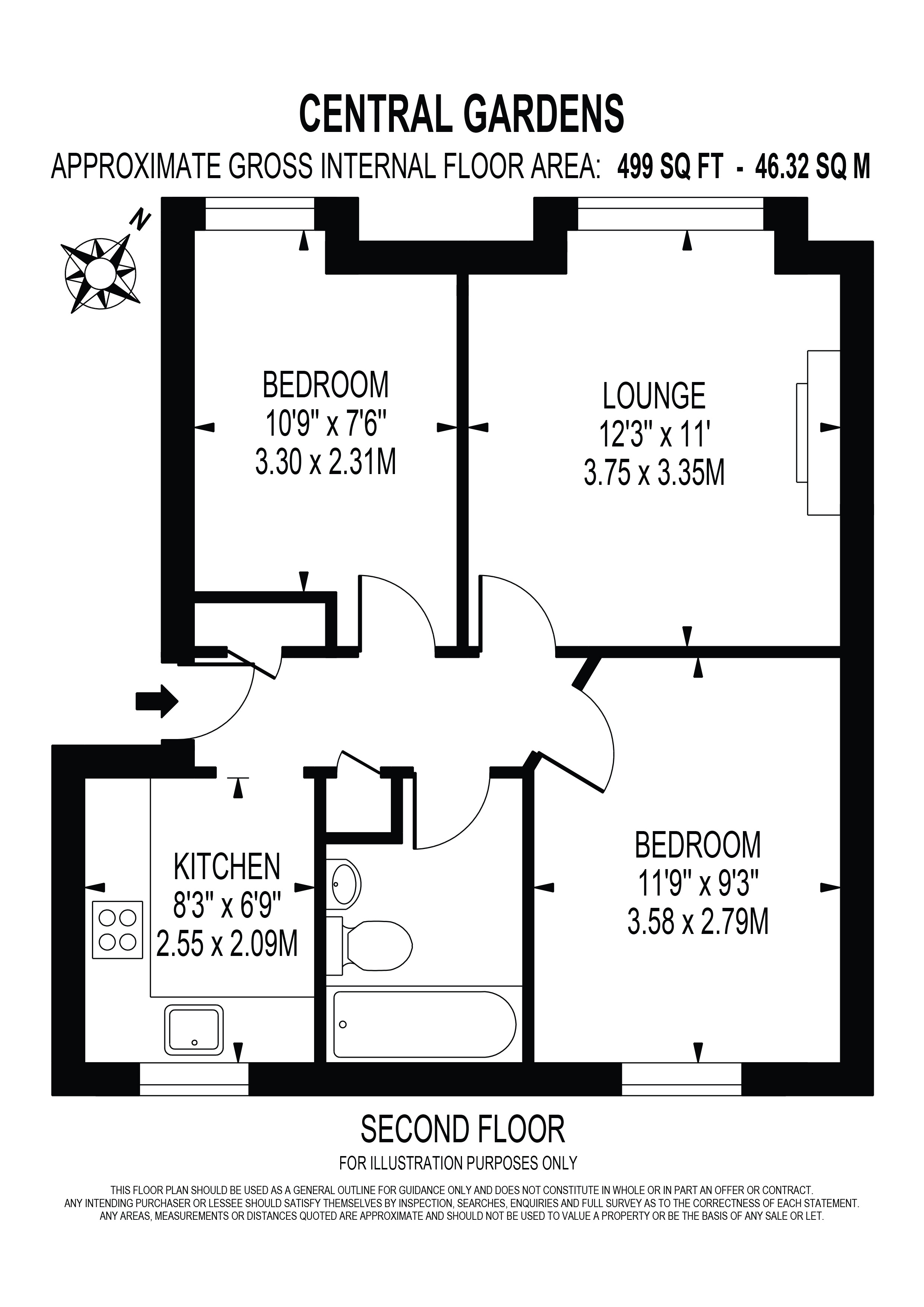45, Central Gardens, Morden floorplan
