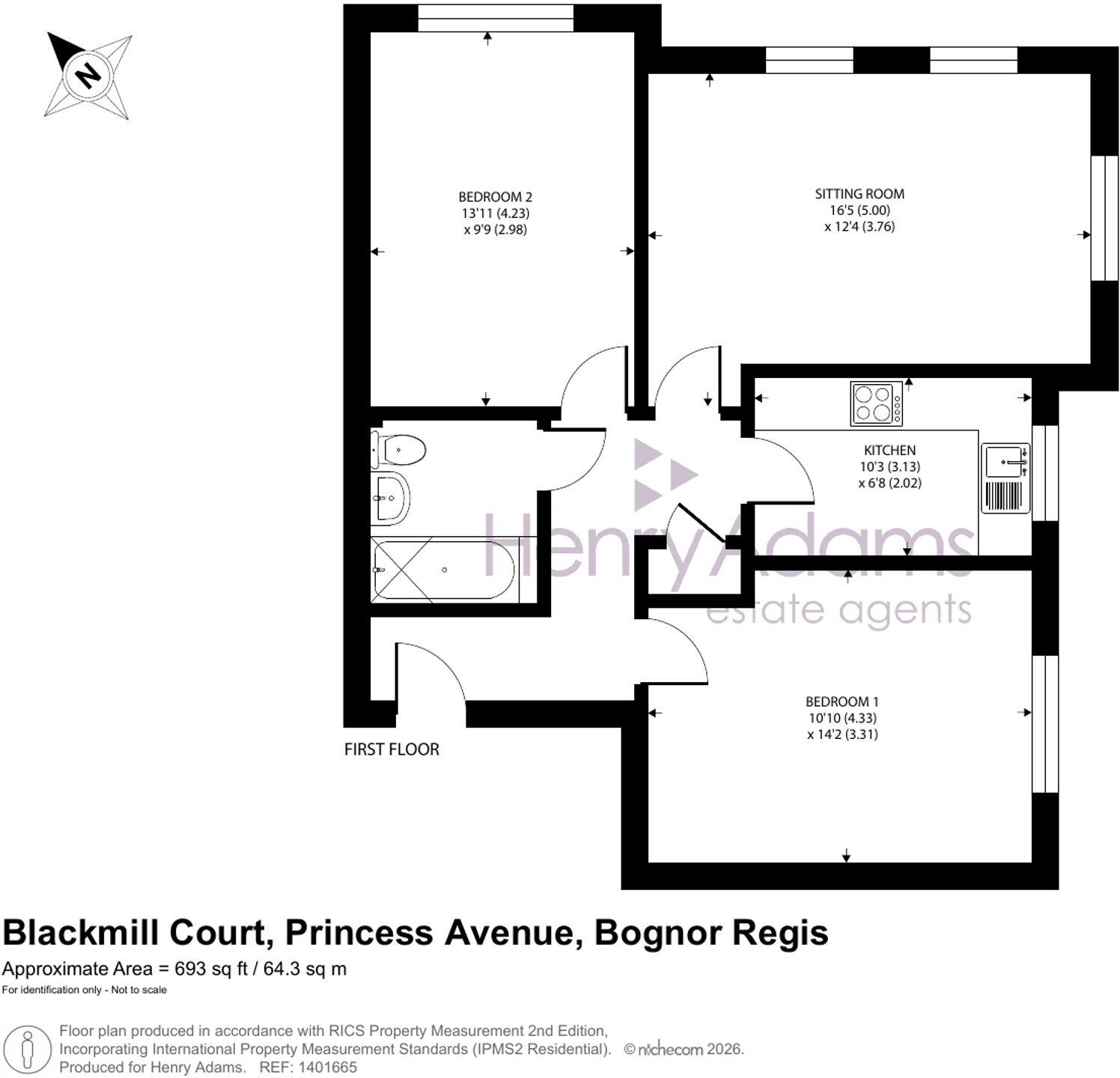 Flat 6 Blackmill Court,, 27 Princess Avenue, Bognor Regis floorplan