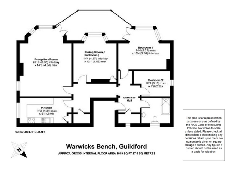 3 Bedrooms Flat for sale in Warwicks Bench, Guildford GU1