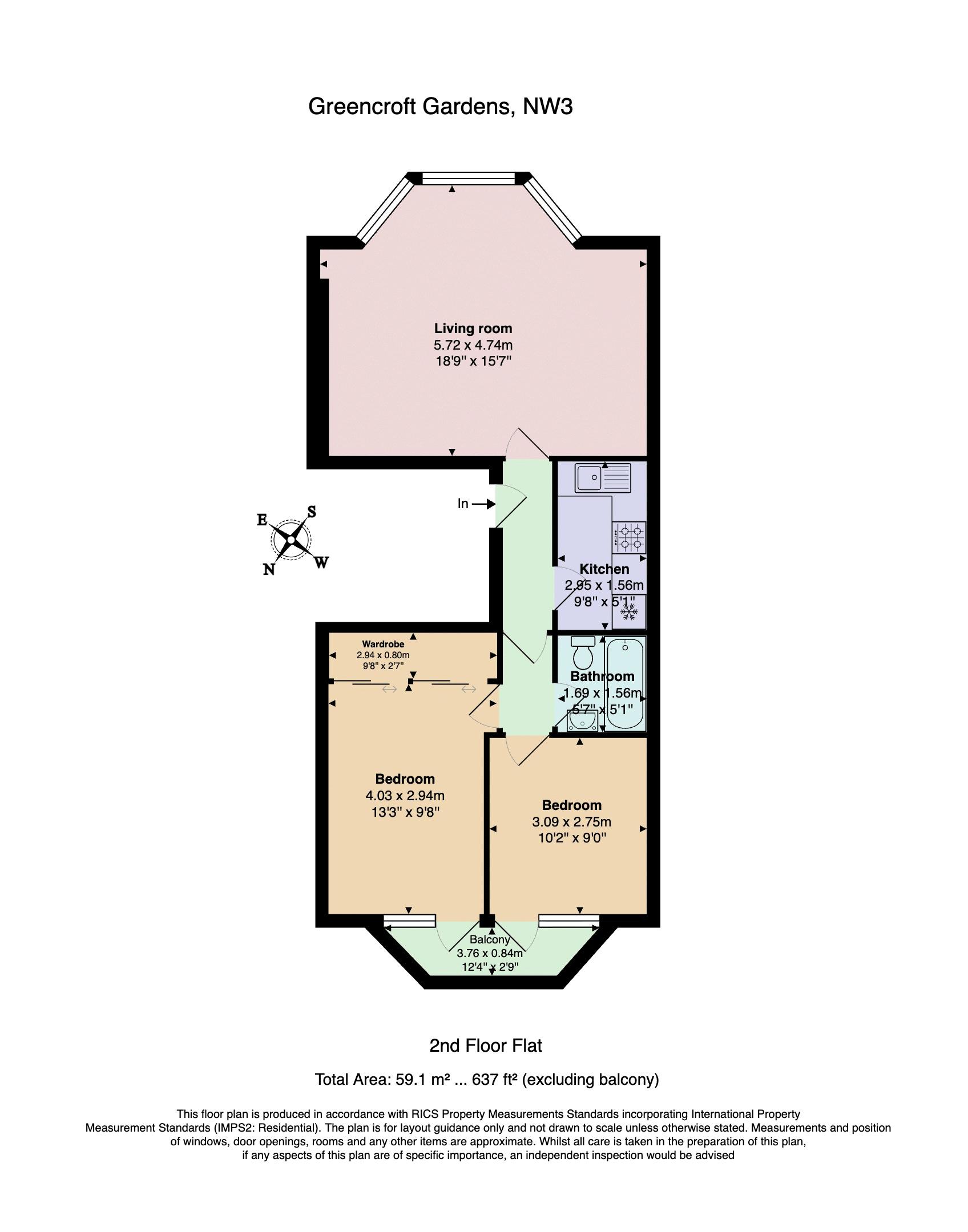 10C, Greencroft Gardens, London floorplan