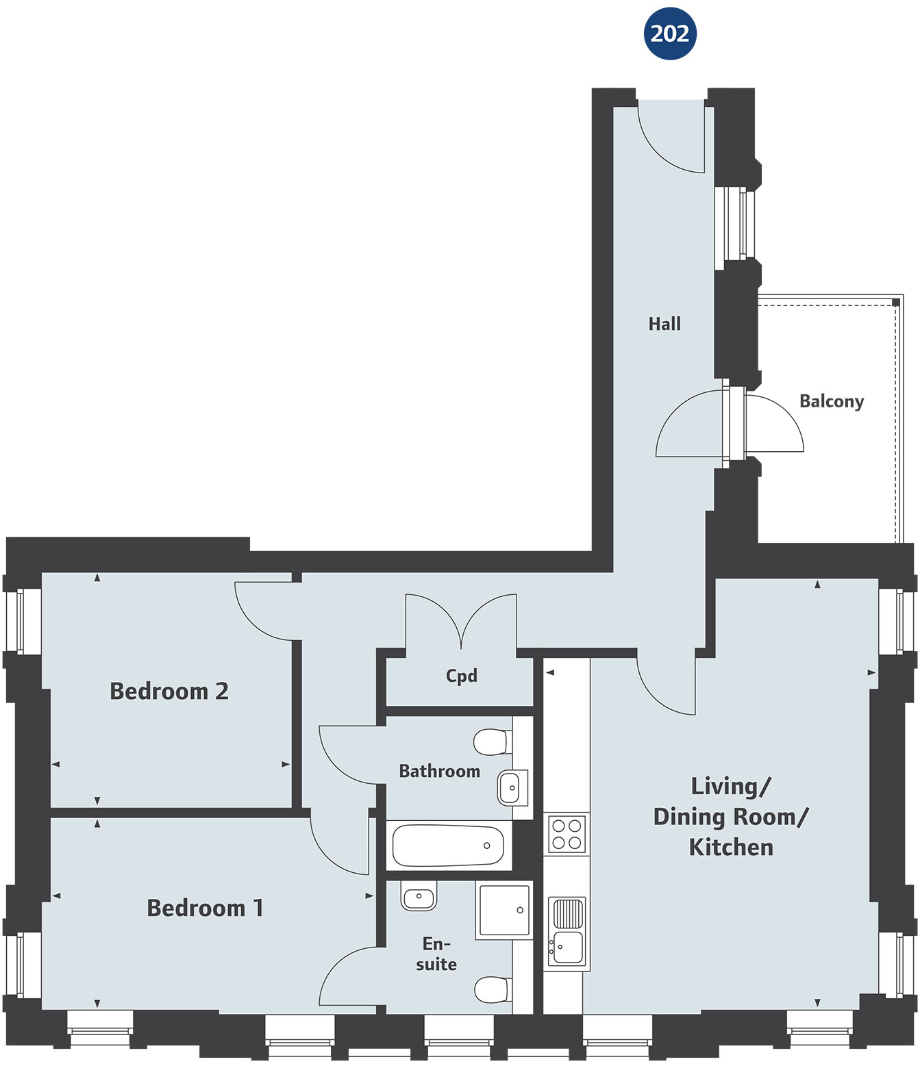 2 Bedrooms Flat for sale in 