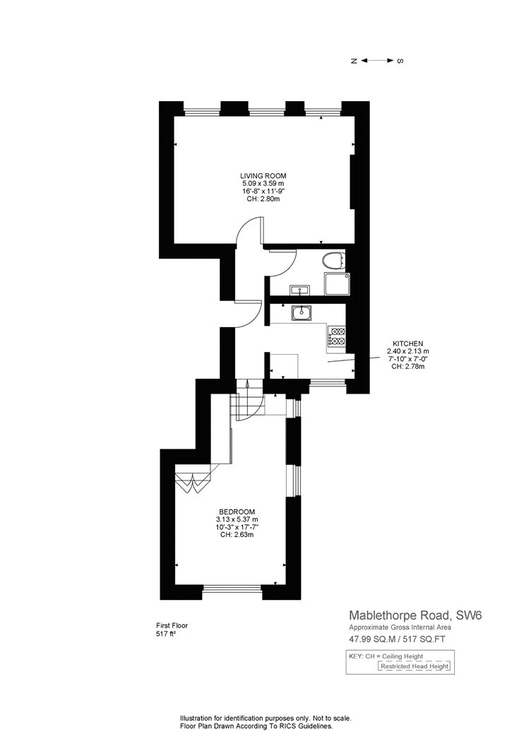1 Bedrooms  to rent in Flat 5, Cundall Court, Mablethorpe Road, London SW6