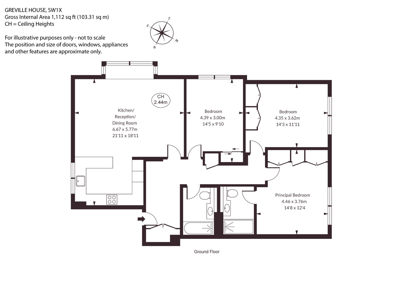 Flat 1, Greville House,, Kinnerton Street, London floorplan
