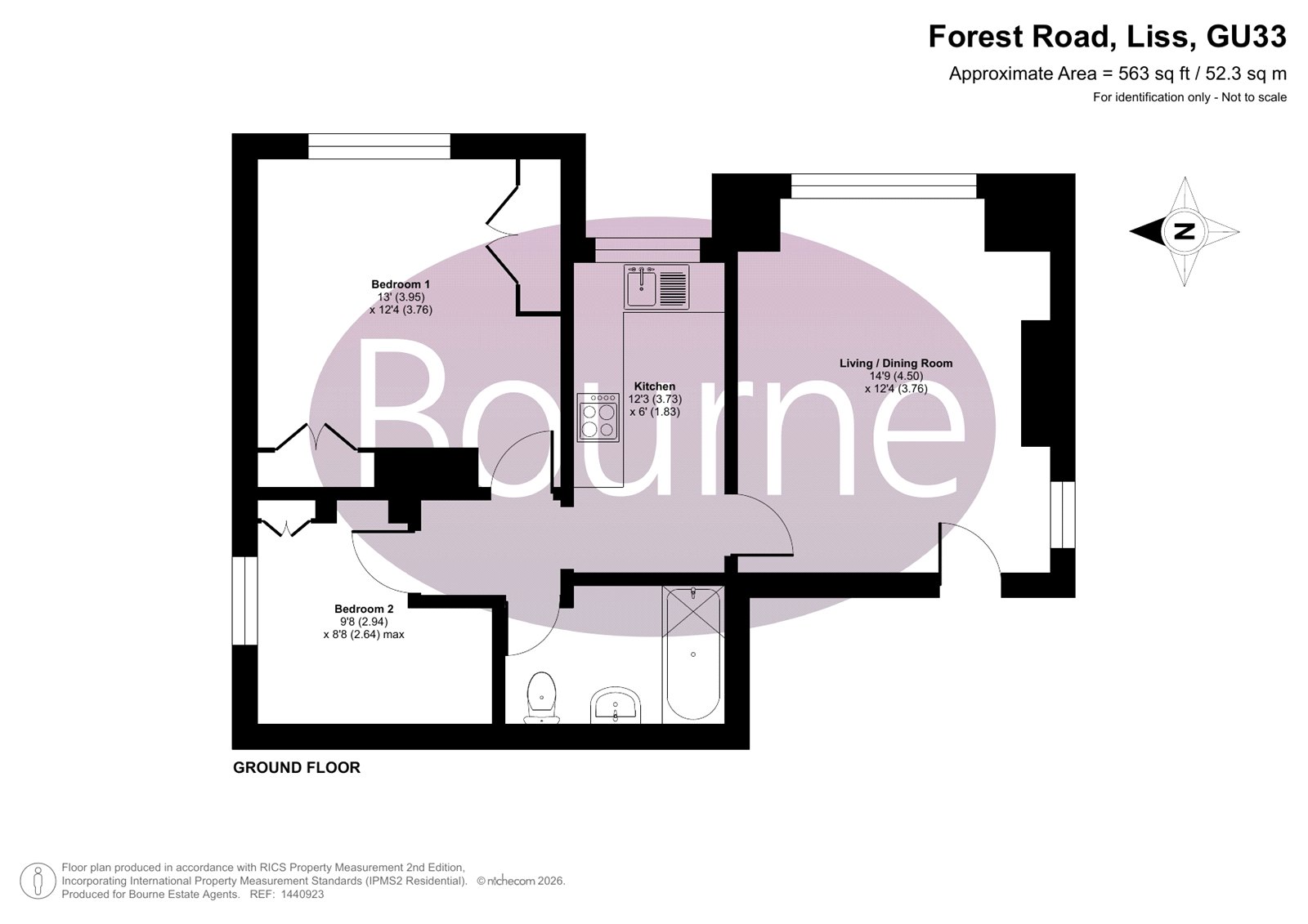 Flat 1, Granary House, 83, Forest Road, Liss floorplan
