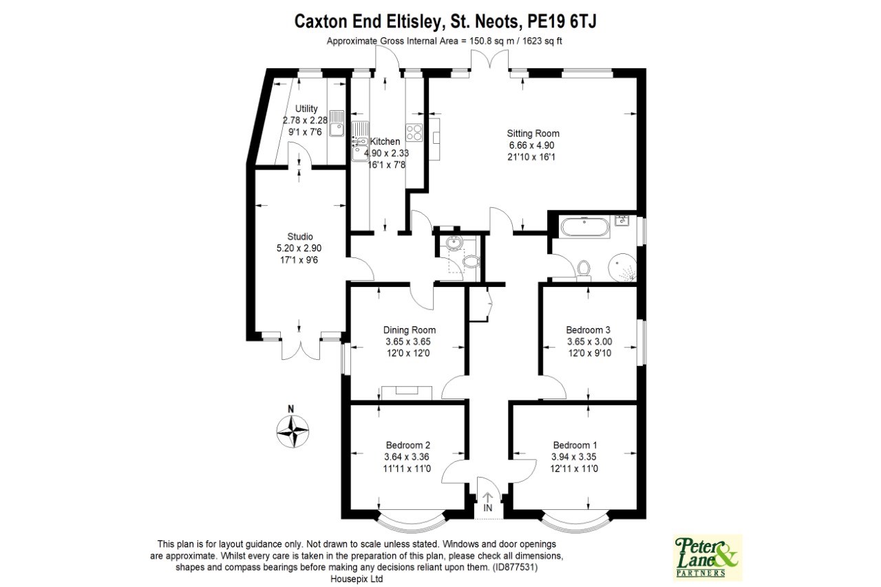 Caxton End, Eltisley, St Neots PE19, 3 bedroom bungalow for sale
