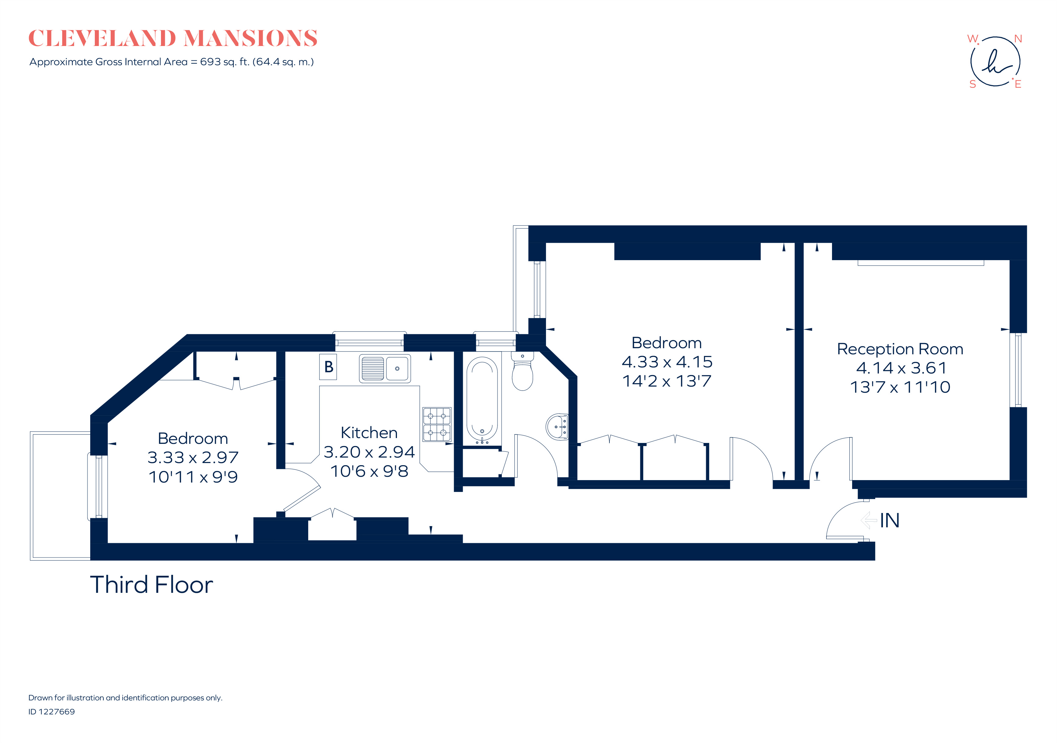 Flat 20, Cleveland Mansions, Widley Road, London floorplan