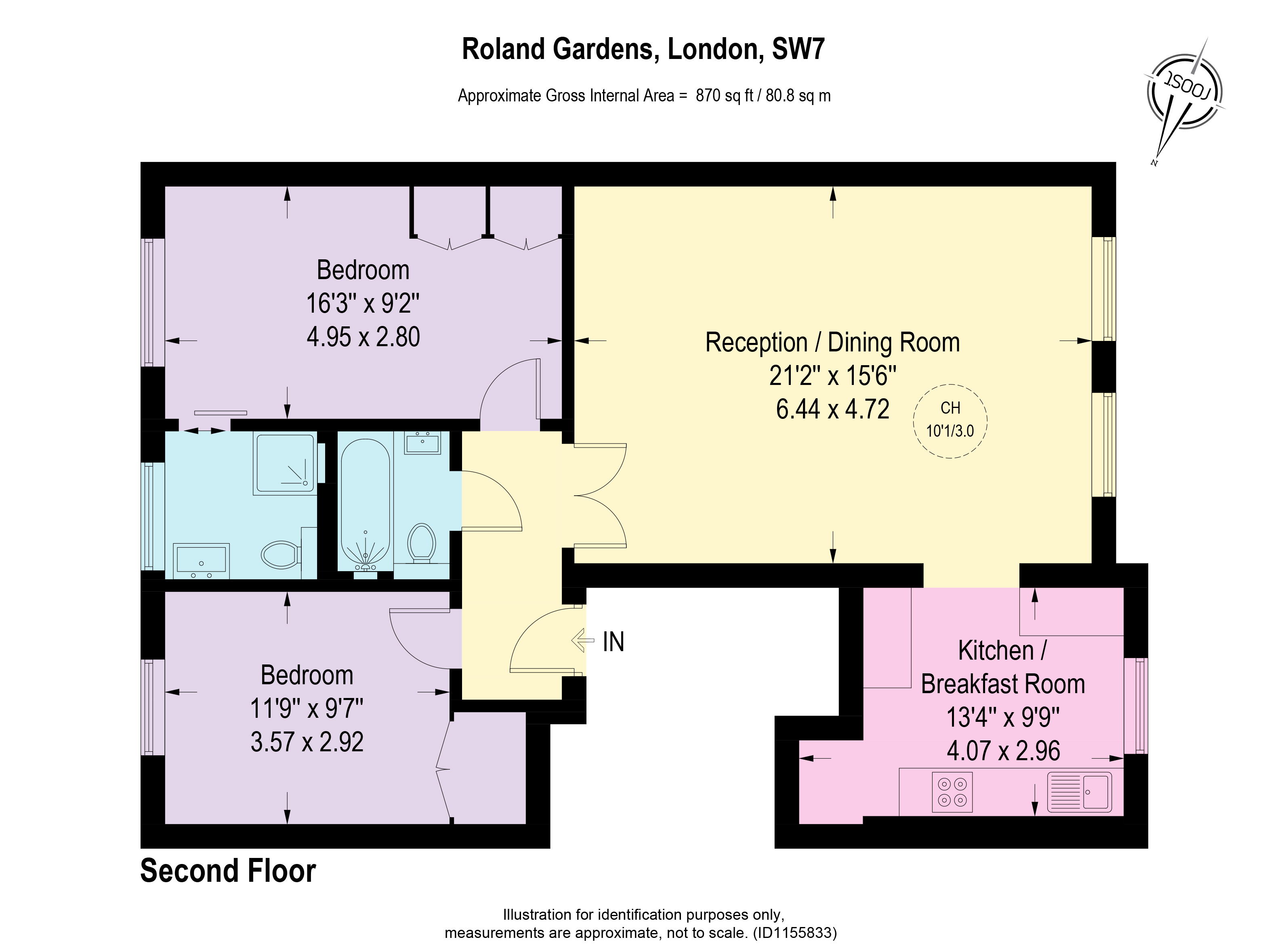 2nd Floor Flat, 17, Roland Gardens, London floorplan