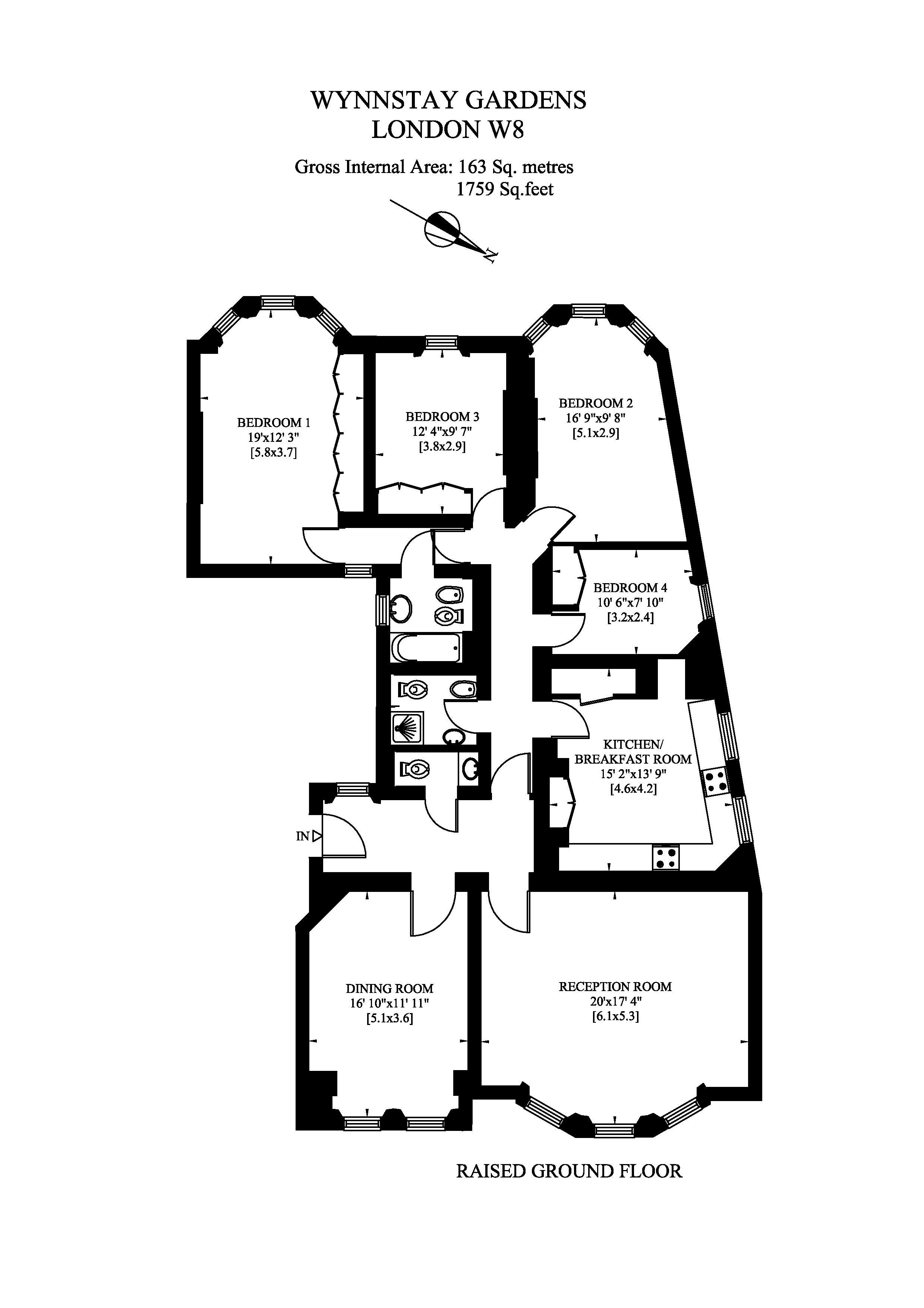 4 Bedrooms Flat to rent in Wynnstay Gardens, Kensington, London W8