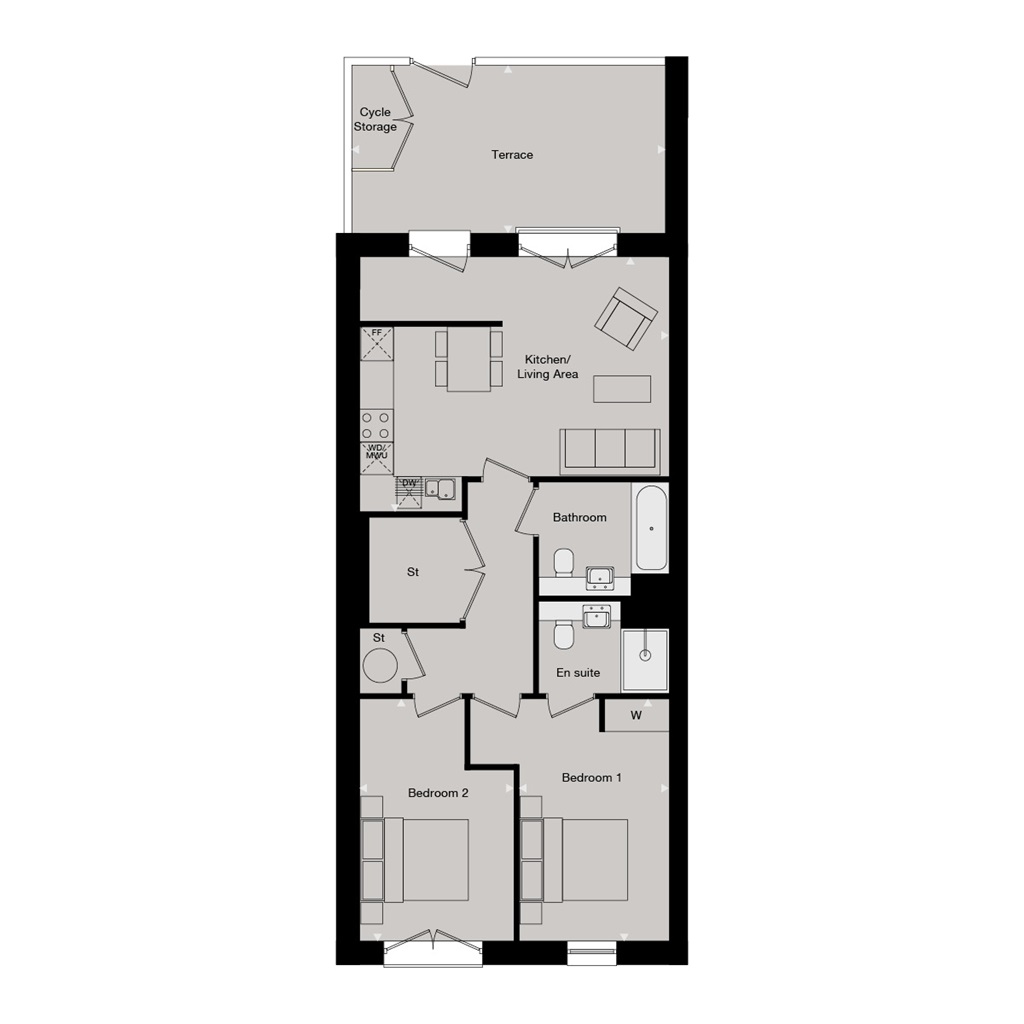 East Bridge - Plot 100, The Tramworks, 679 High Road, North Finchley floorplan