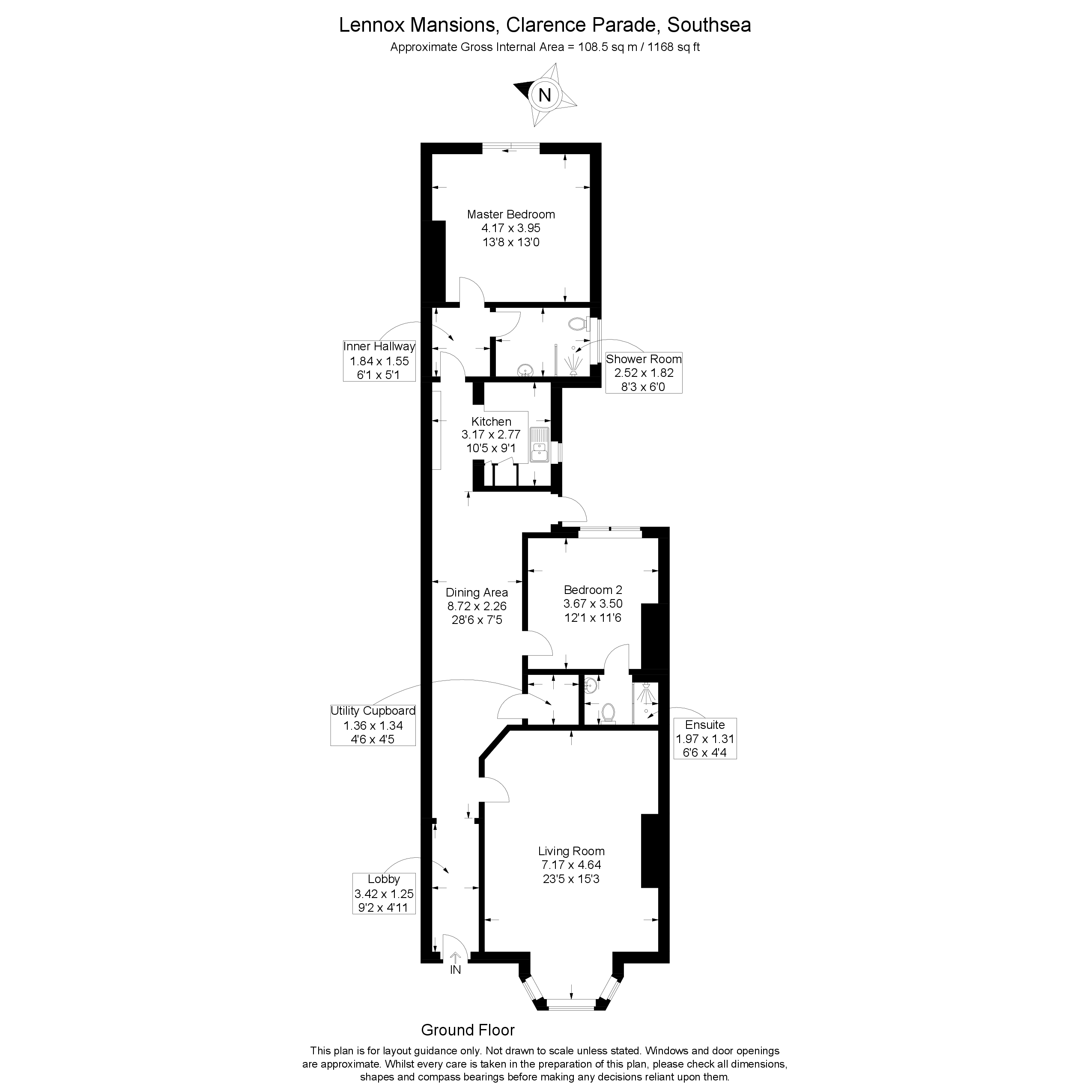 2F Lennox Mansions, Clarence Parade, Southsea floorplan