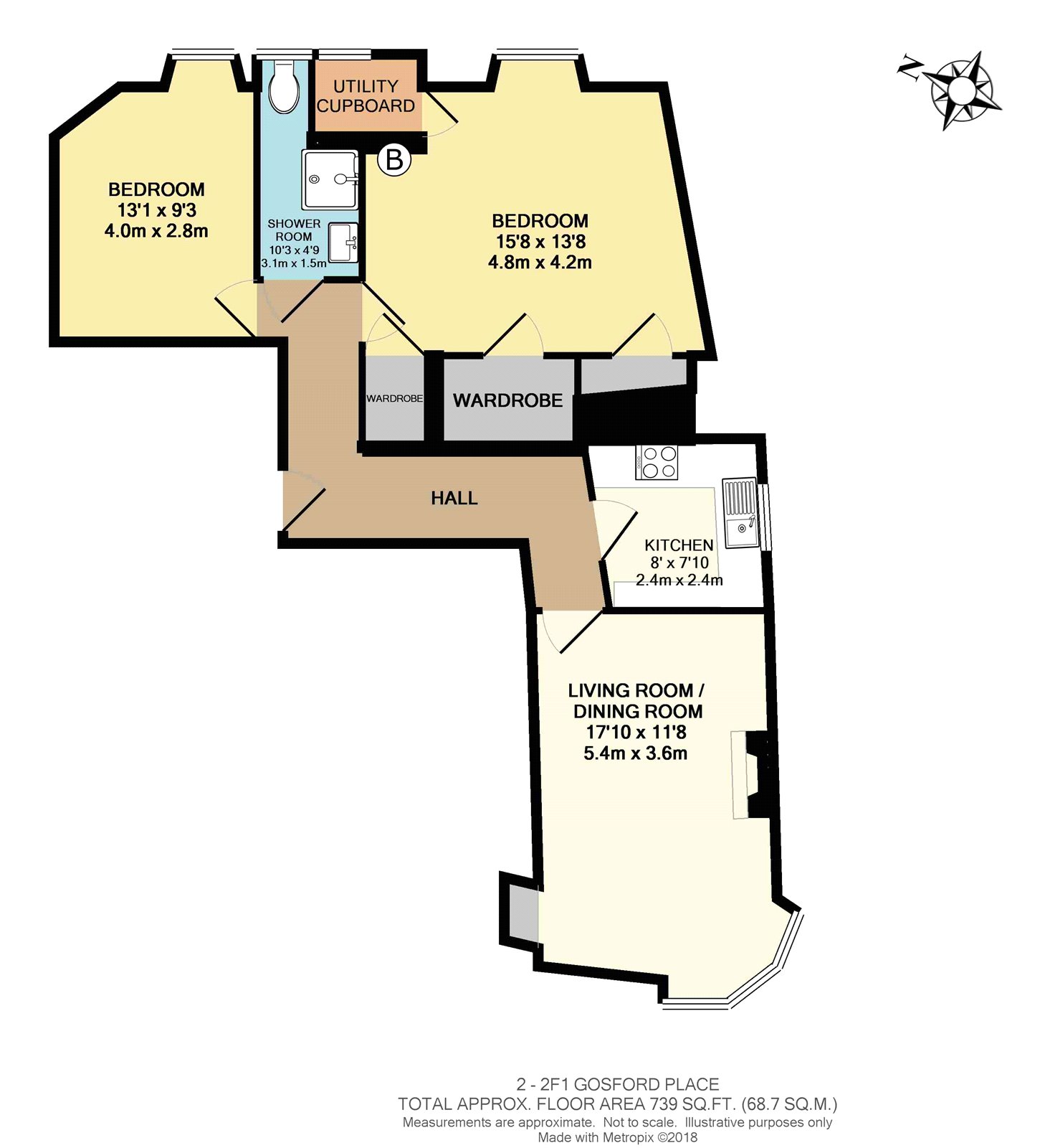 Flat 2F1, 2, Gosford Place, Edinburgh floorplan