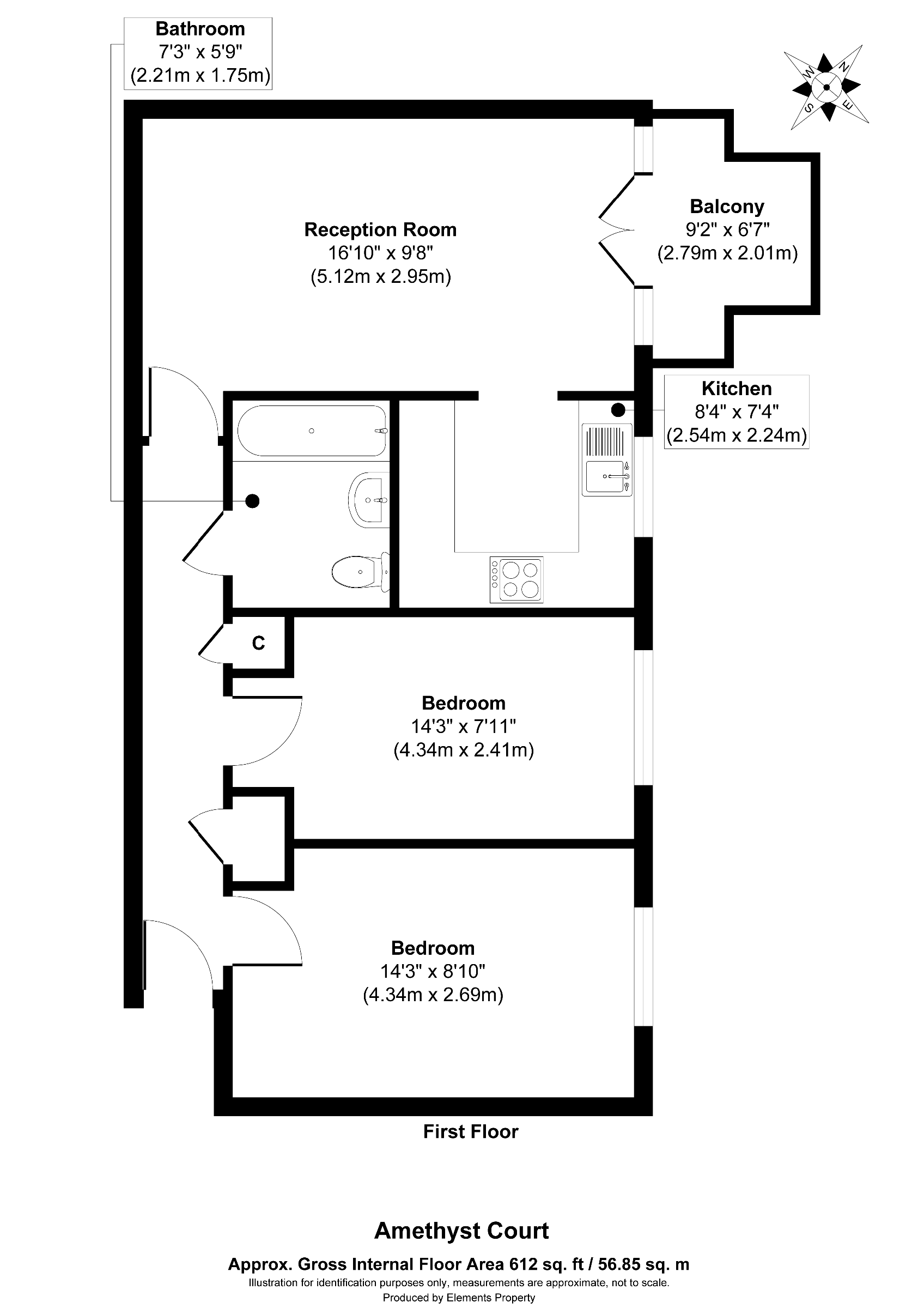 Flat 11, Amethyst Court Enstone Road, Enfield floorplan