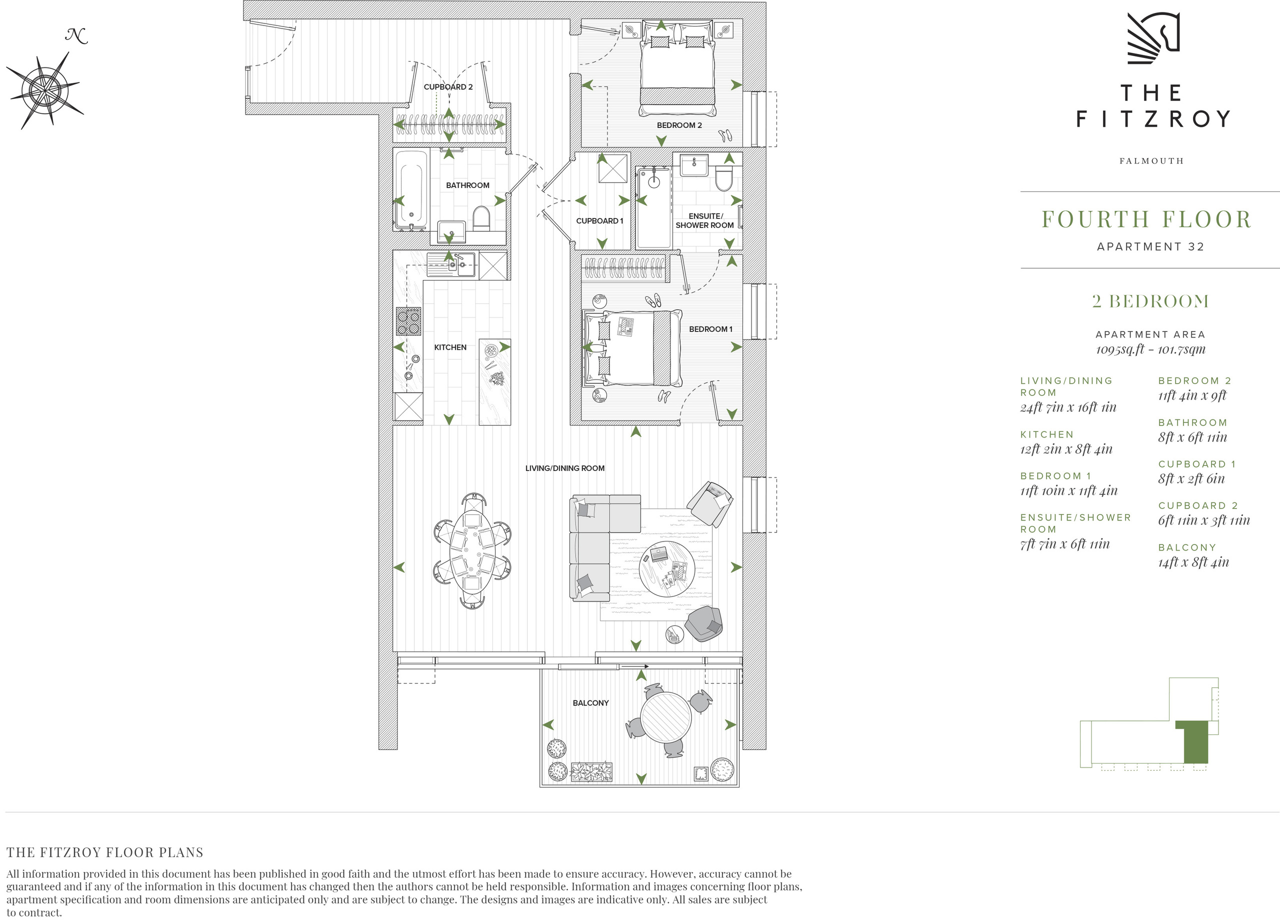 Apartment 32, Falmouth floorplan