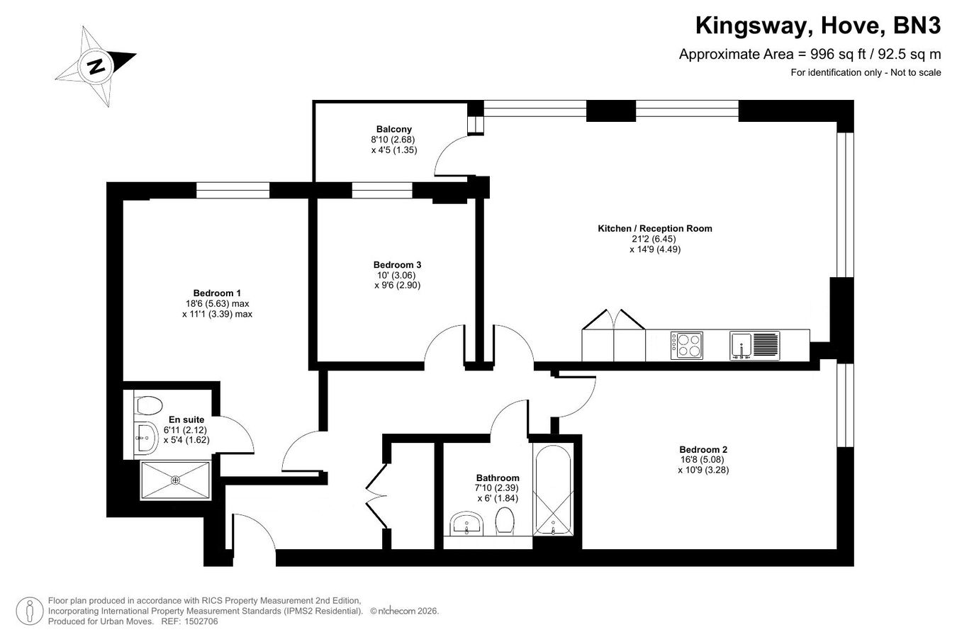 Flat Ten at One Hundred and Thirty Three, Kingsway, Hove floorplan