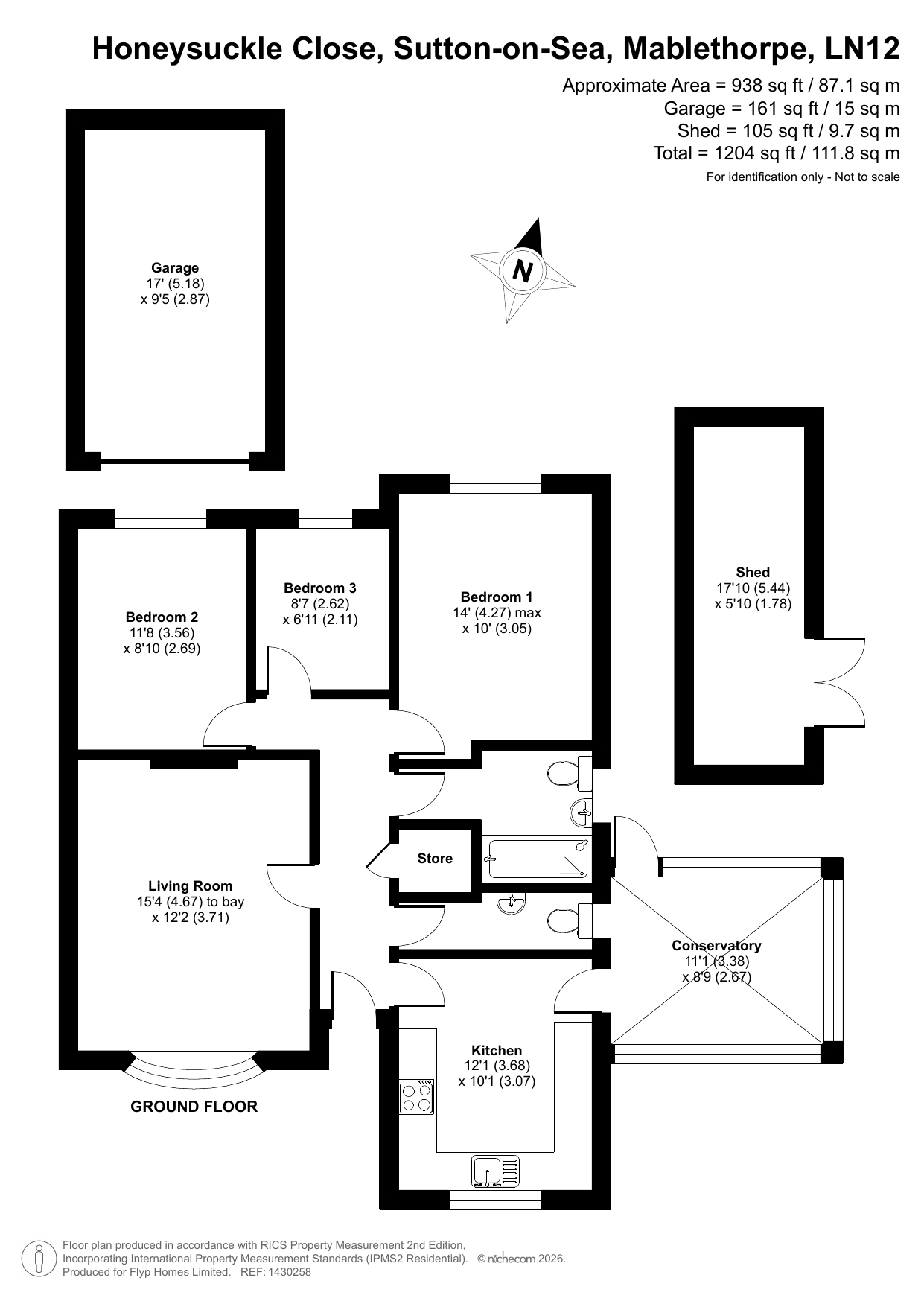 3, Honeysuckle Close, Mablethorpe floorplan