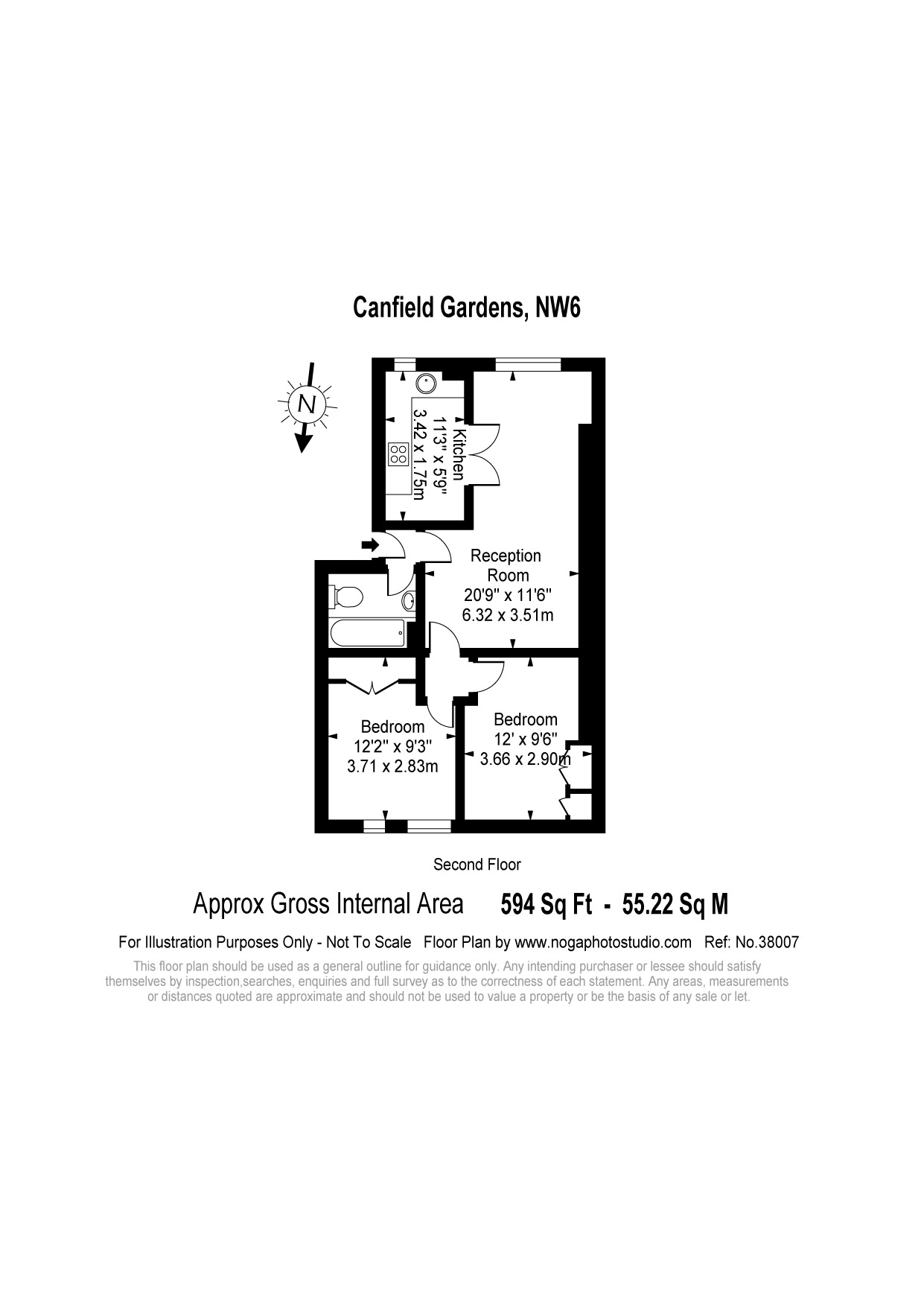 2 Bedrooms Flat to rent in Canfield Gardens, South Hampstead NW6