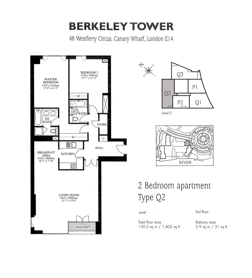 34 Berkeley Tower, Westferry Circus, London floorplan
