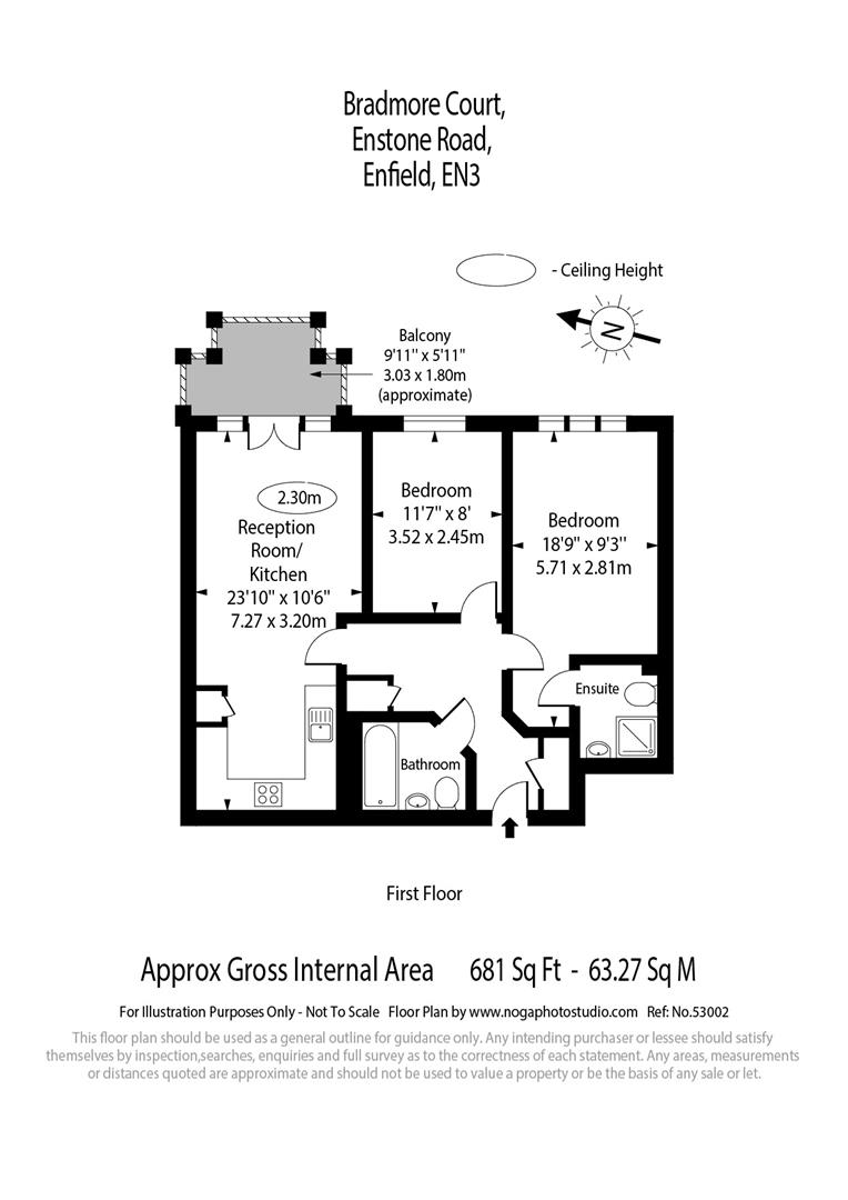 Flat 11, 2, Bradmore Court, Enstone Road, Enfield floorplan