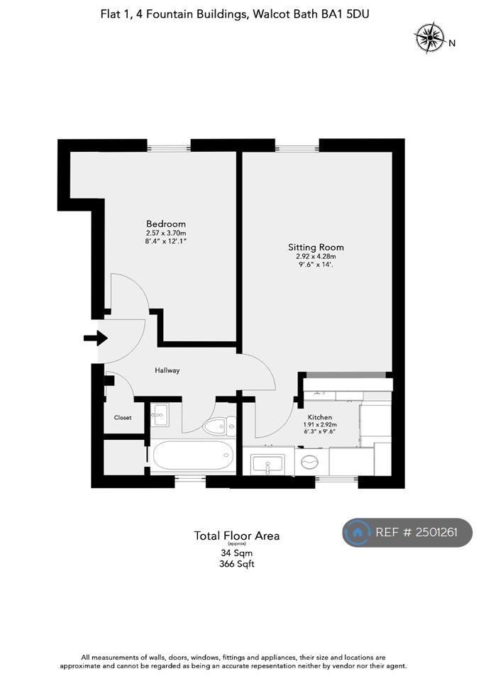 Flat, Fountain Buildings, Bath floorplan