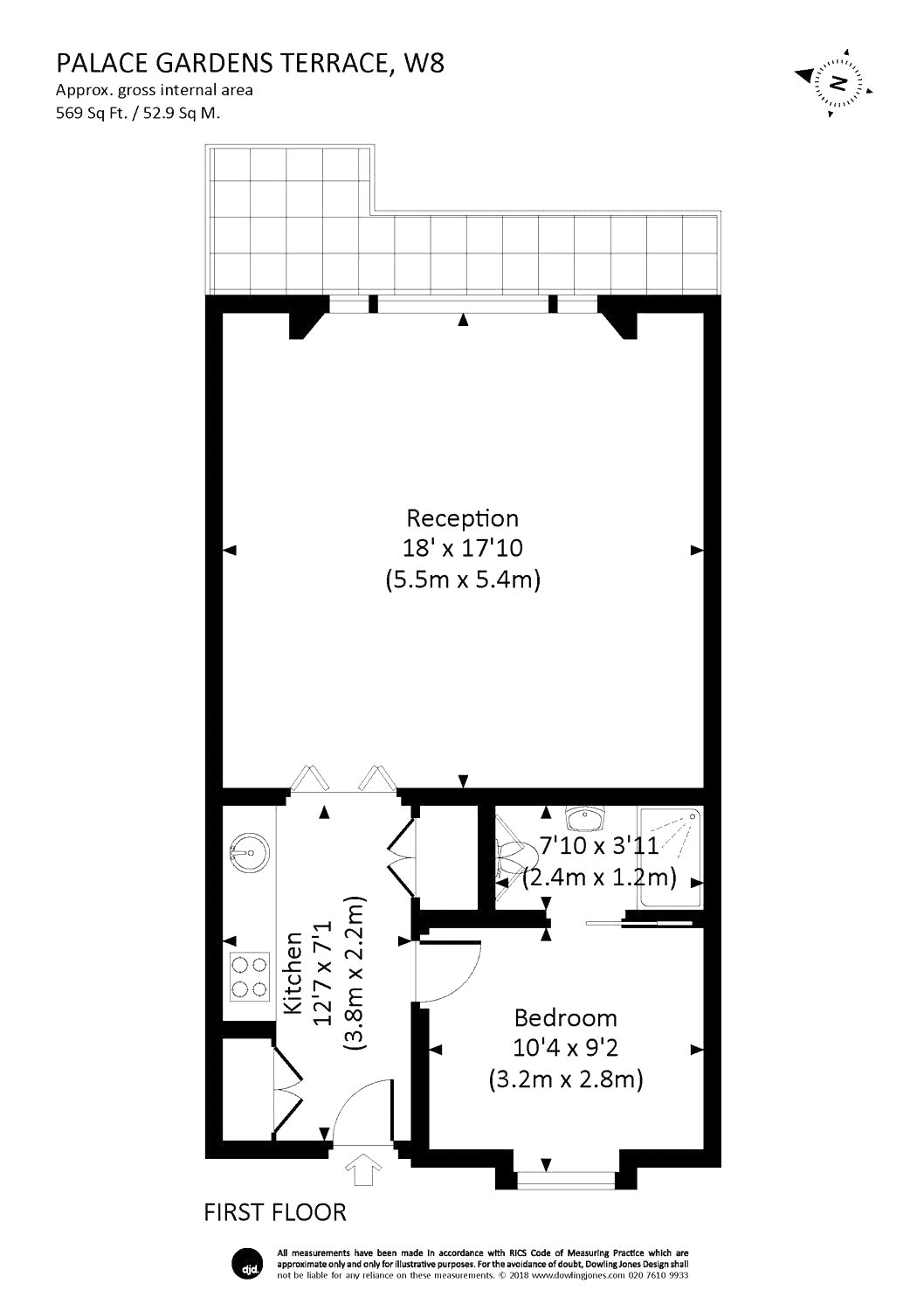 1 Bedrooms Flat to rent in Palace Gardens Terrace, Kensington W8