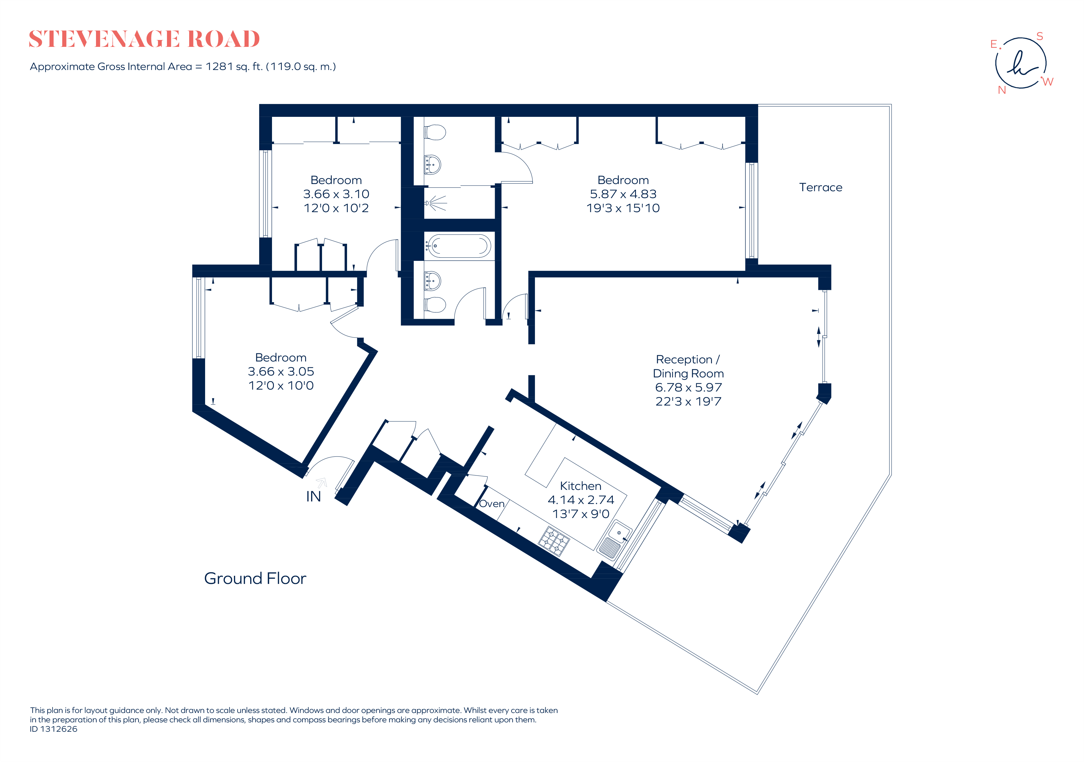 Flat 16, Elm Lodge, 75, Stevenage Road, London floorplan
