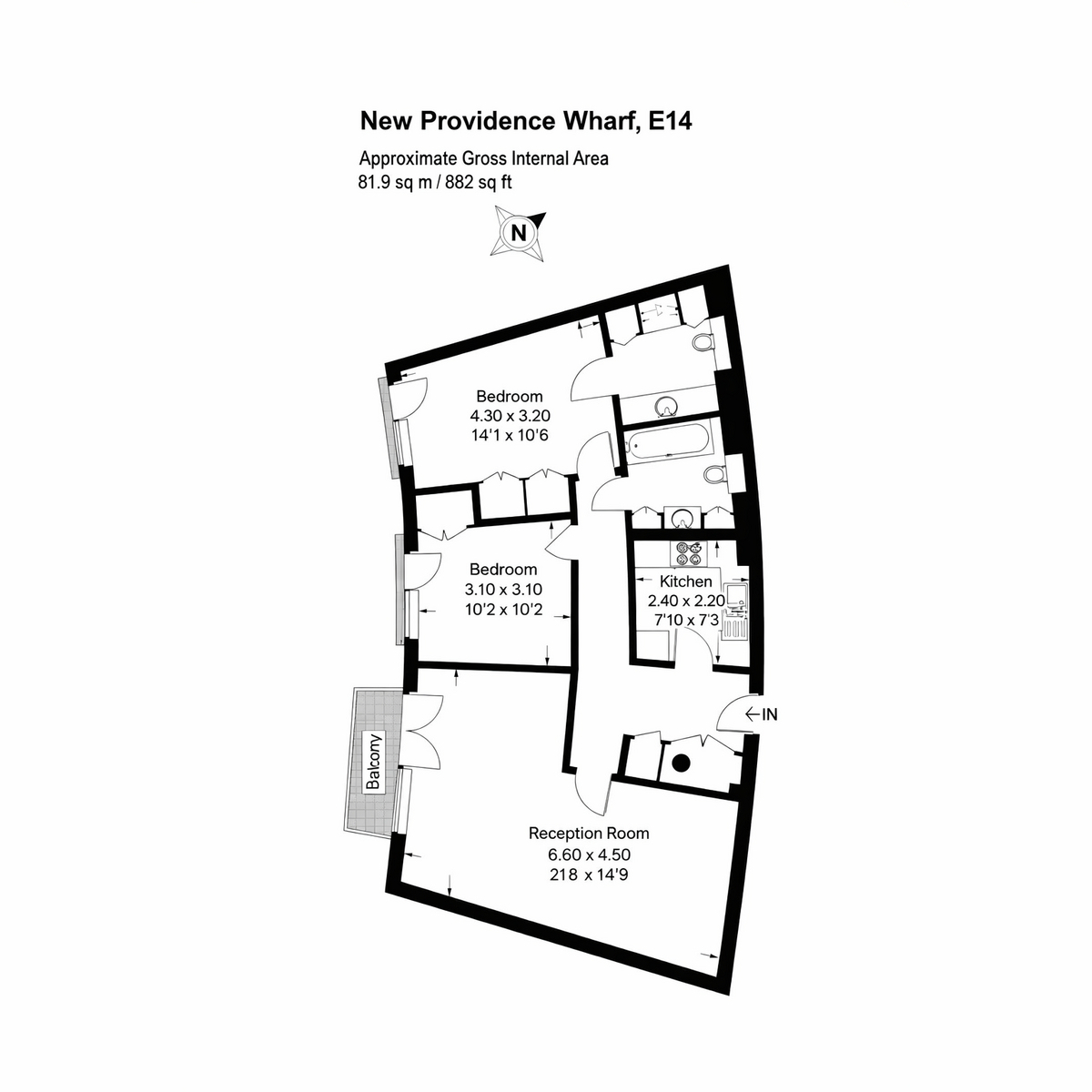 Flat 425 New Providence, Block D, Fairmont Avenue, London floorplan