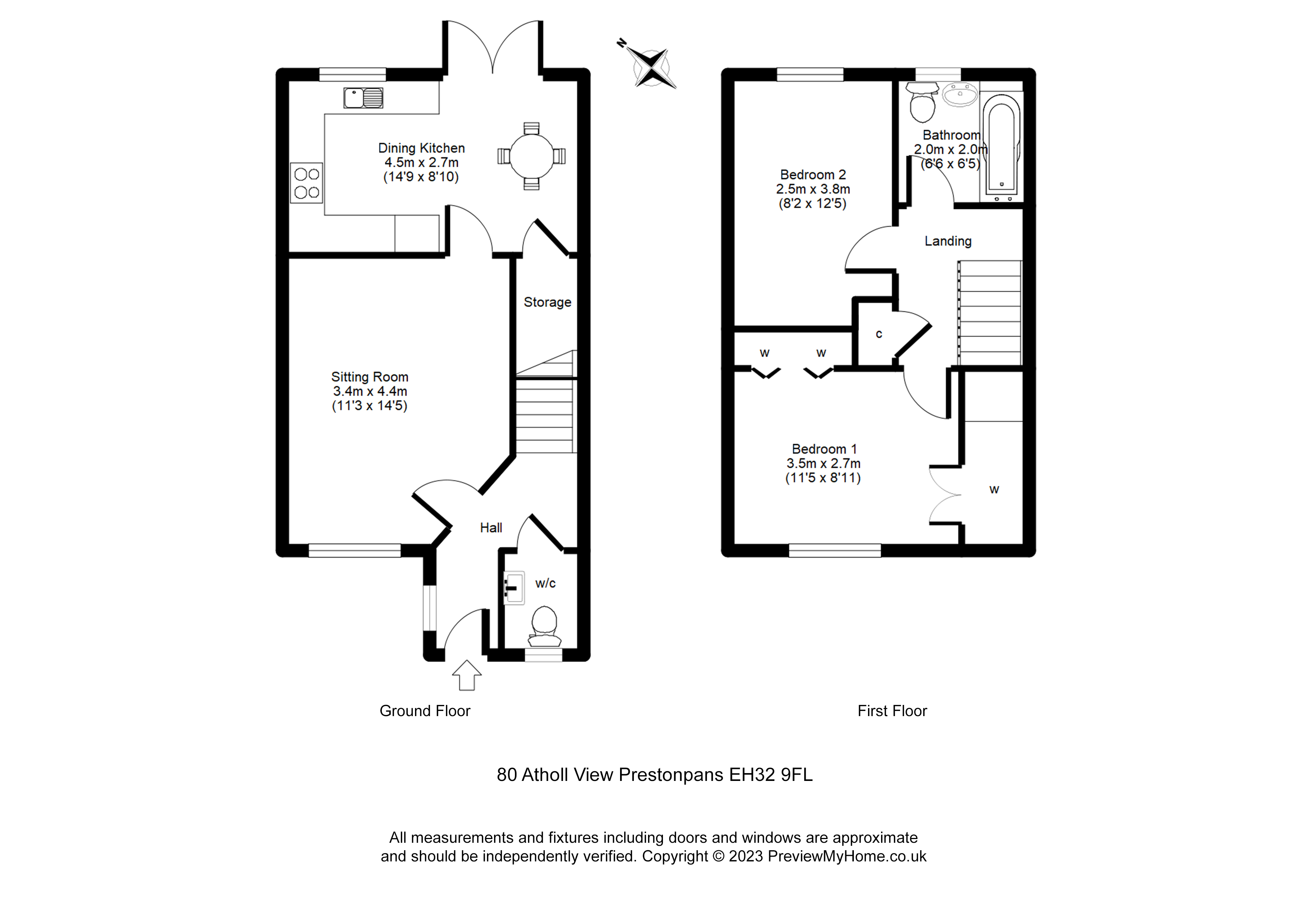 80 Atholl View, Prestonpans EH32, 2 bedroom terraced house for sale