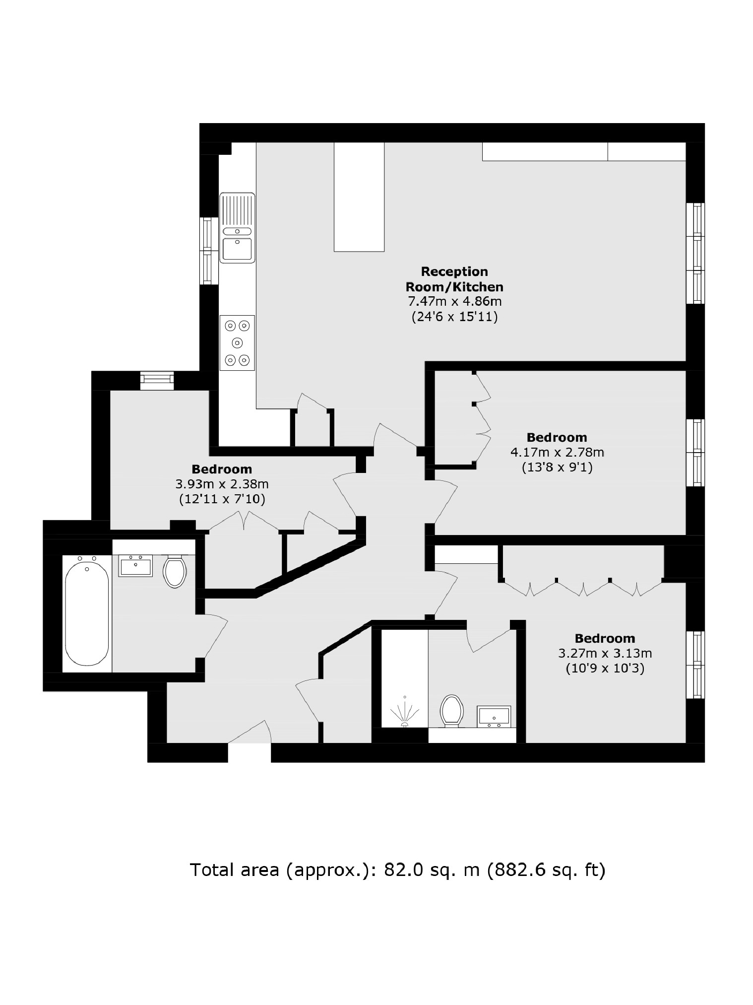 Flat 12, 1, Guardhouse Way, London floorplan
