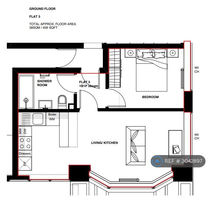 Flat, Gidar House The Crossway, Uxbridge floorplan