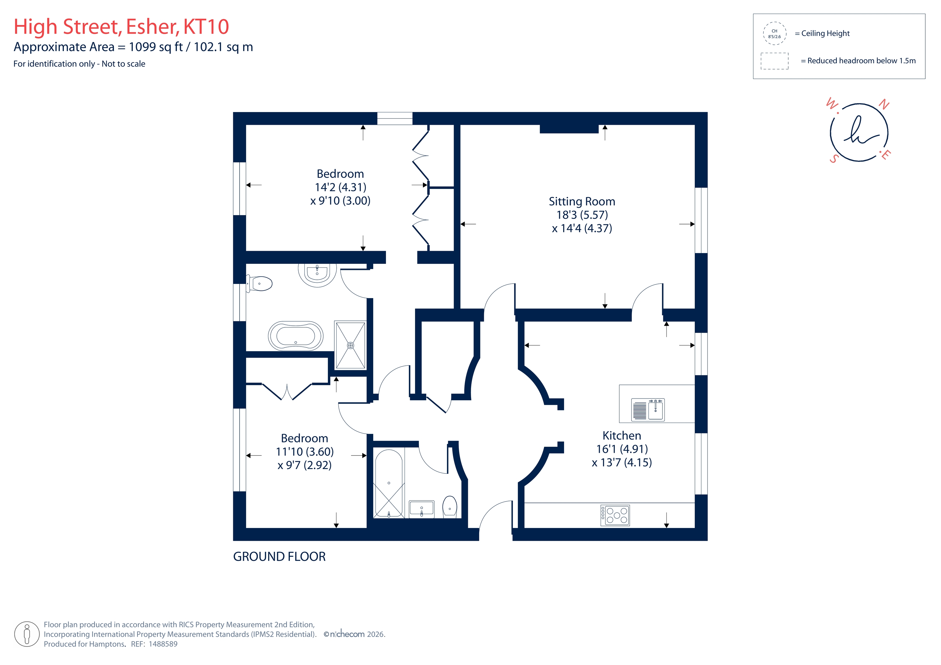 Flat 1, Sandown House, 1, High Street, Esher floorplan