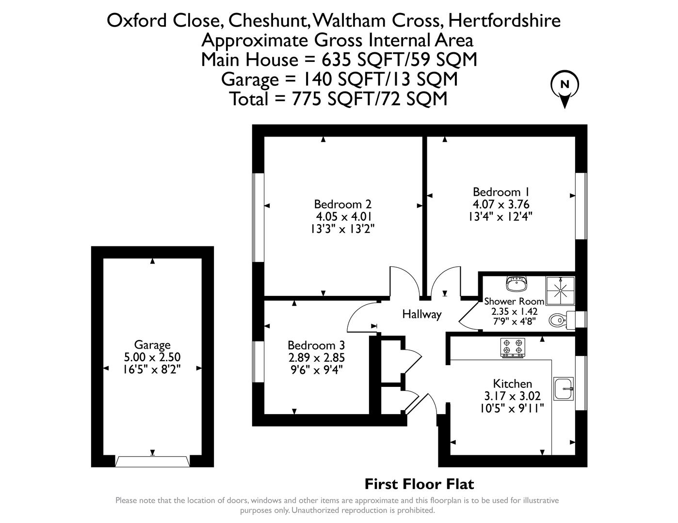 Oxford Close, Cheshunt, Waltham Cross EN8, 2 bedroom flat for sale