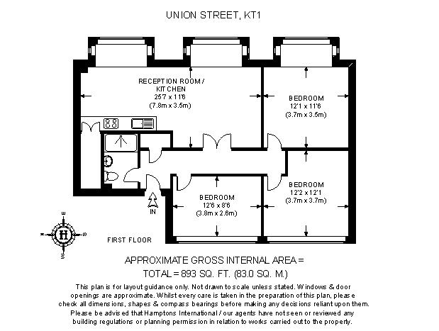 3 Bedrooms Flat to rent in Union Street, Kingston Upon Thames KT1