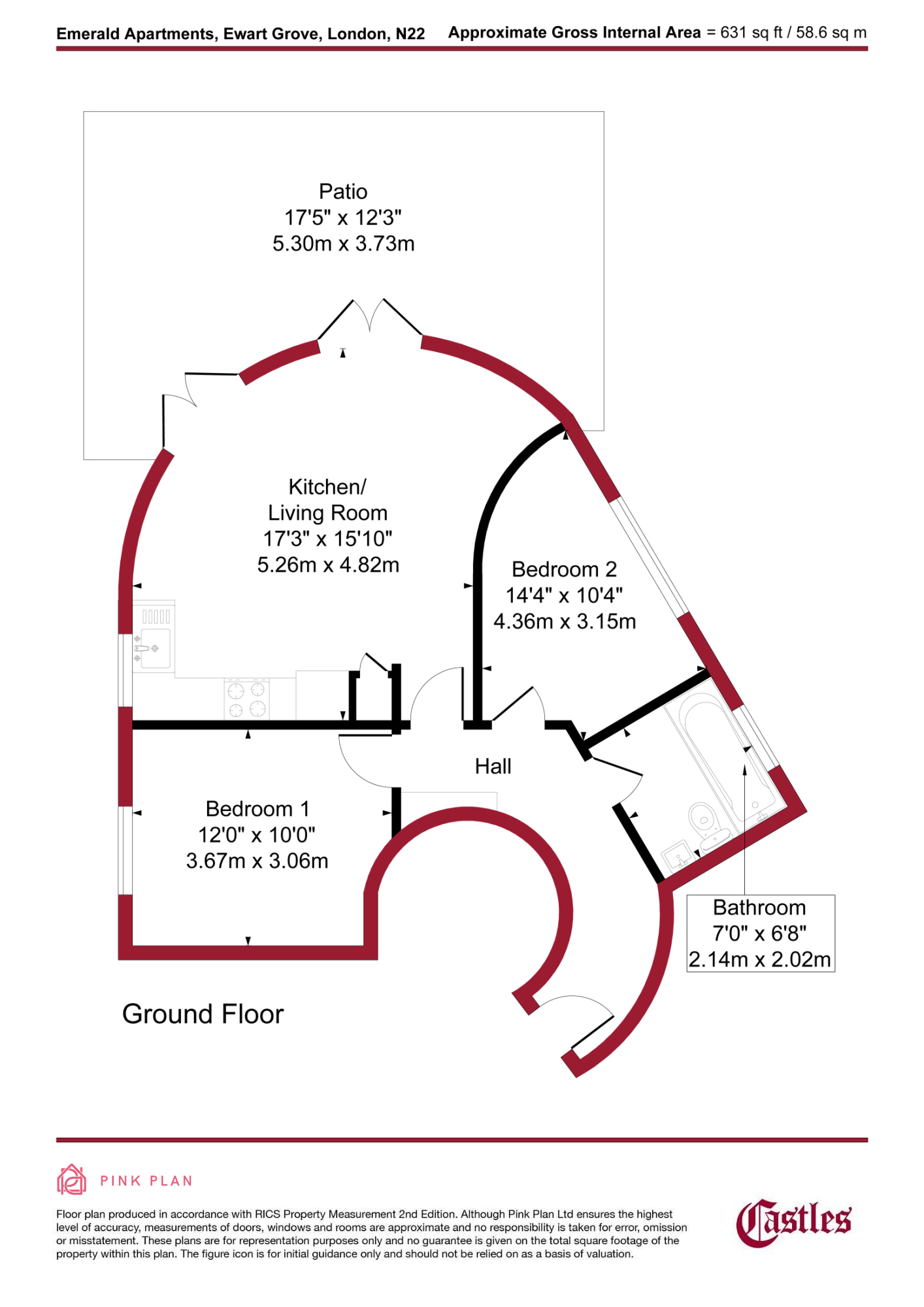 3 Emerald Apartments 32, Ewart Grove, London floorplan