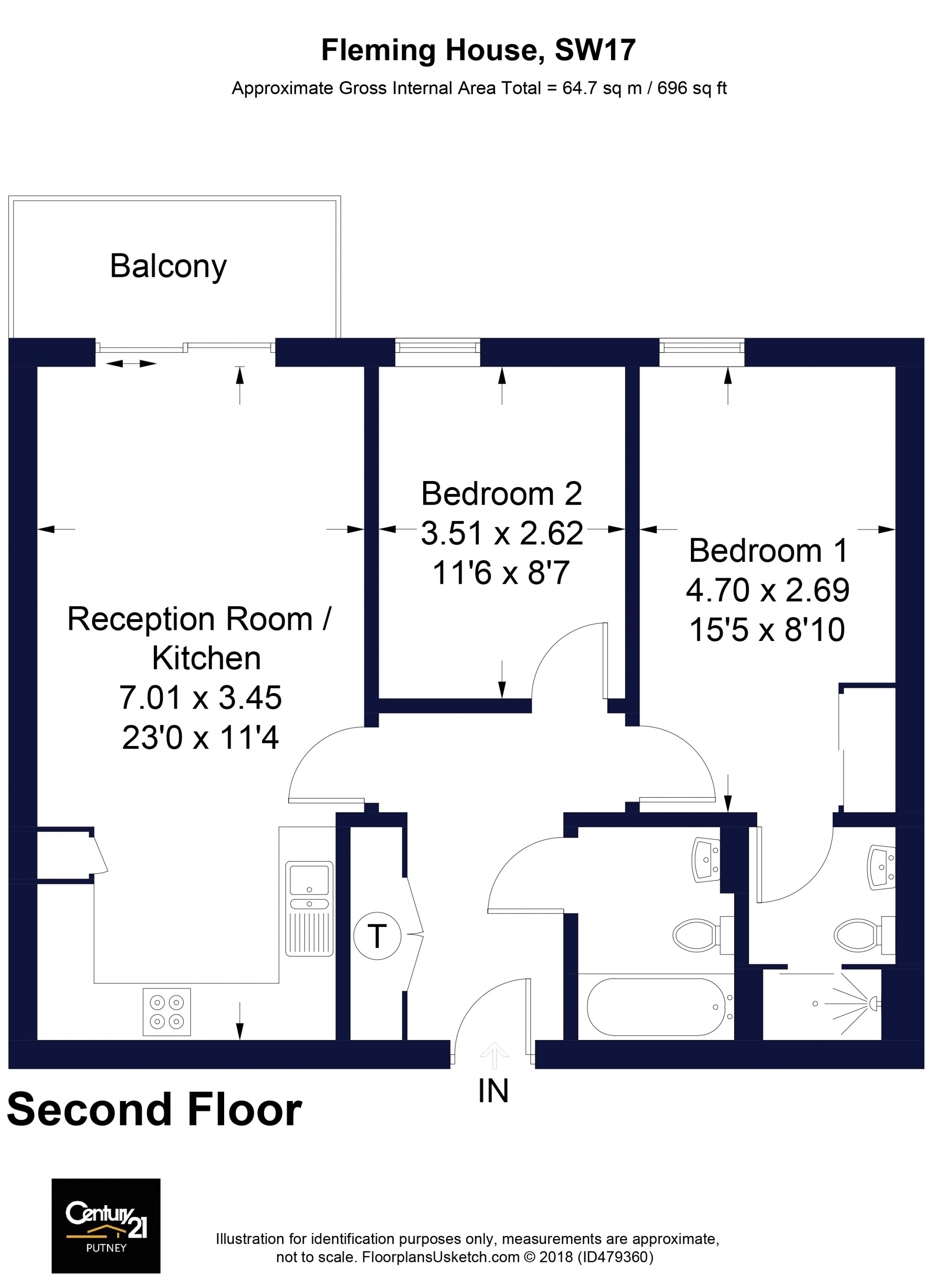 2 Bedrooms Flat to rent in Fitzgerald House, London SW17