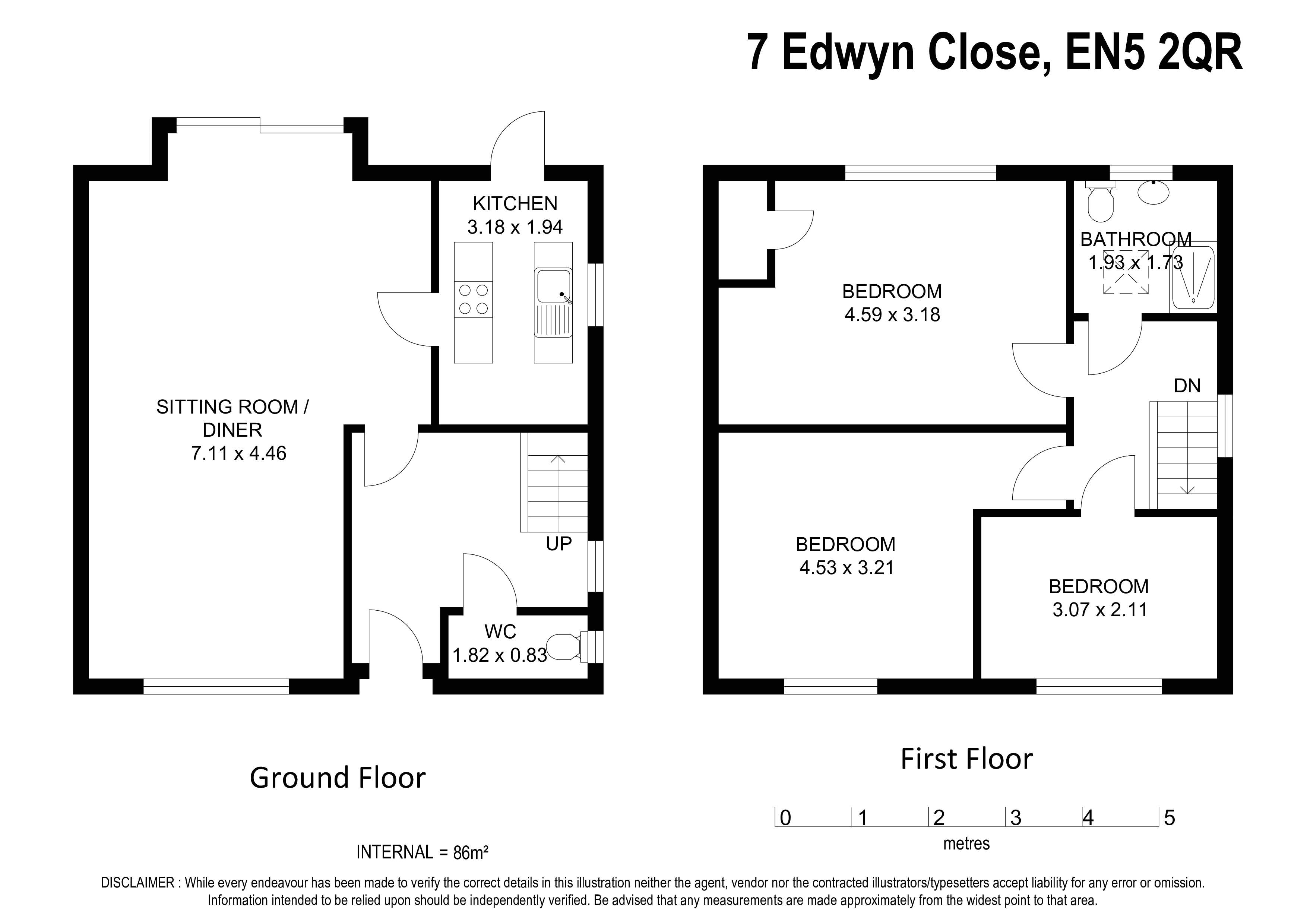 7 Edwyn Close, Barnet, Herts floorplan