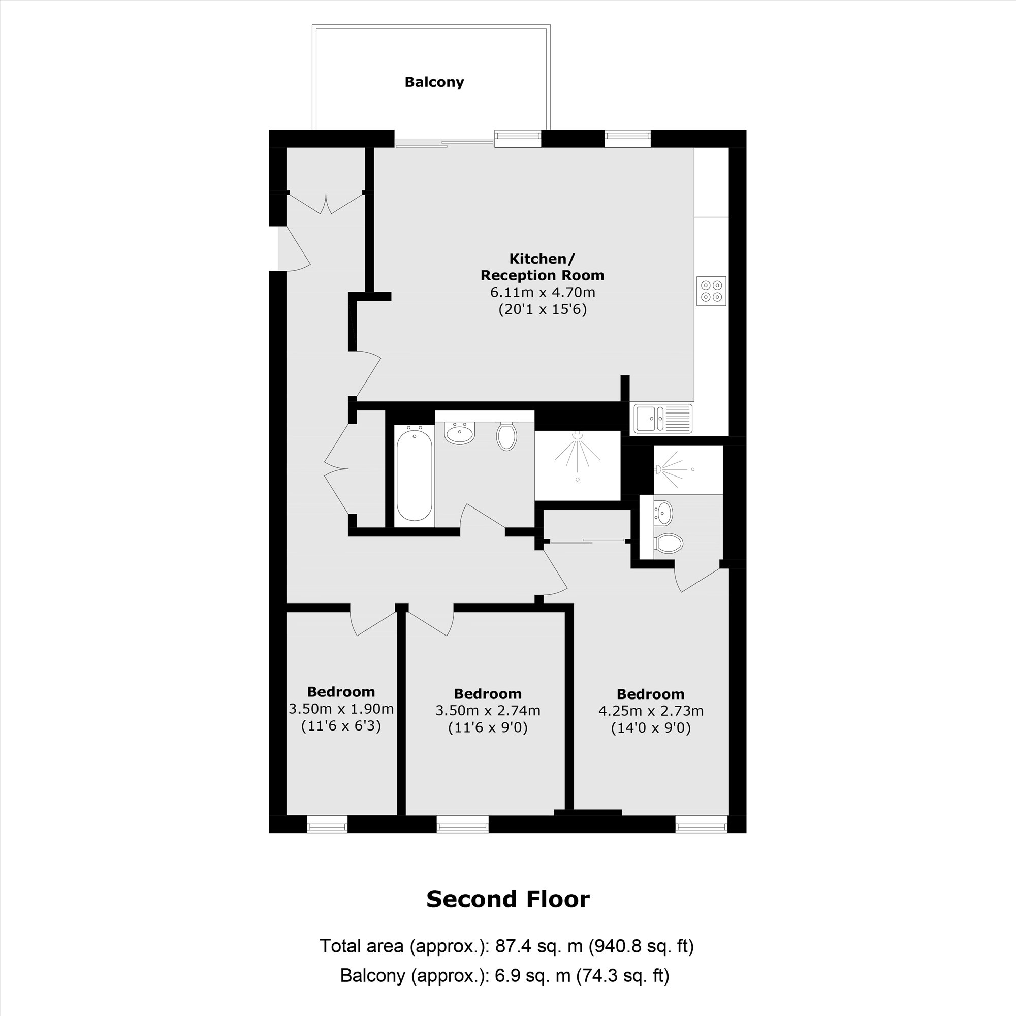 Flat 11, Bovet Court, 164, Harford Street, London floorplan
