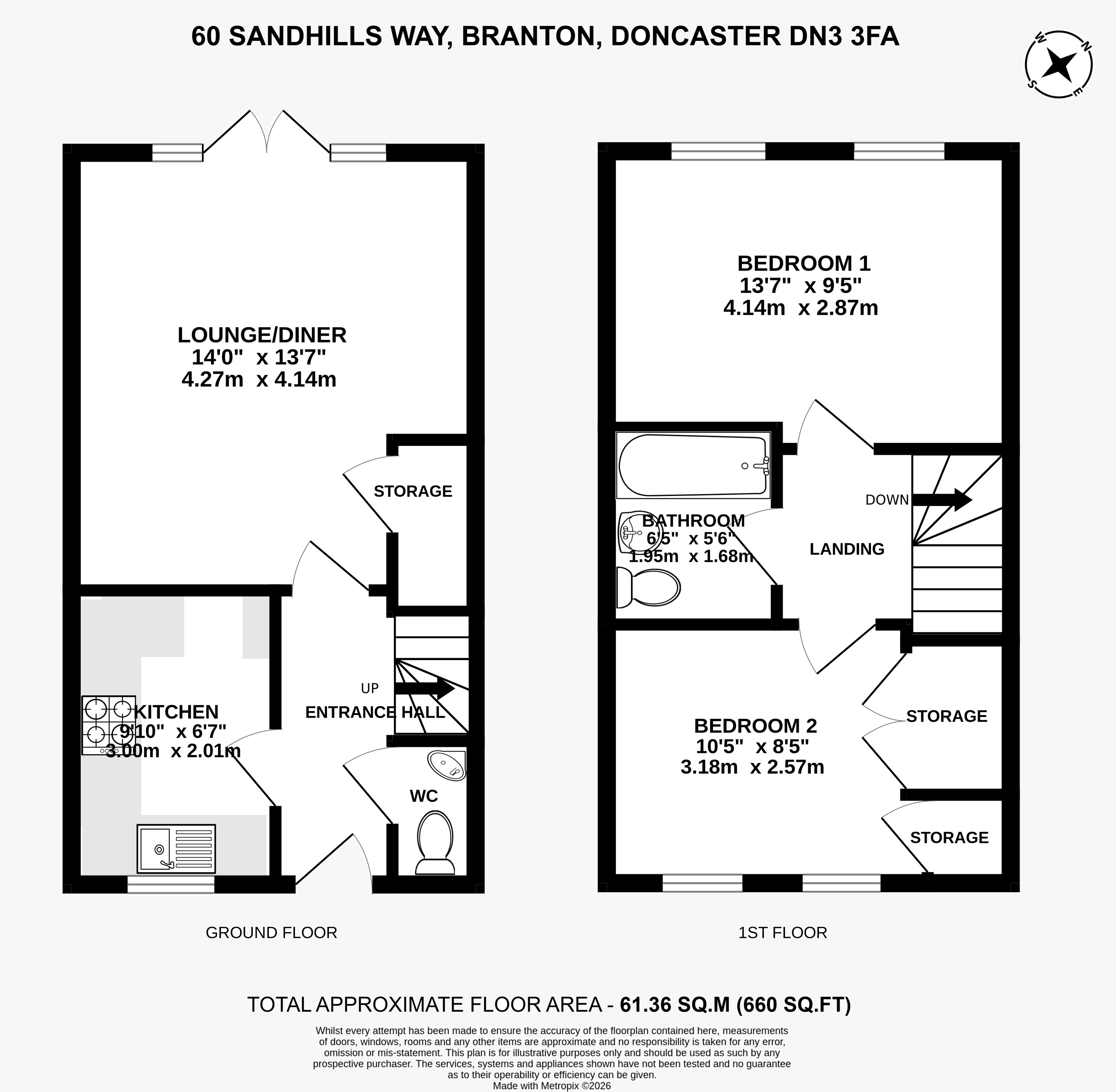 60, Sandhills Way, Doncaster floorplan