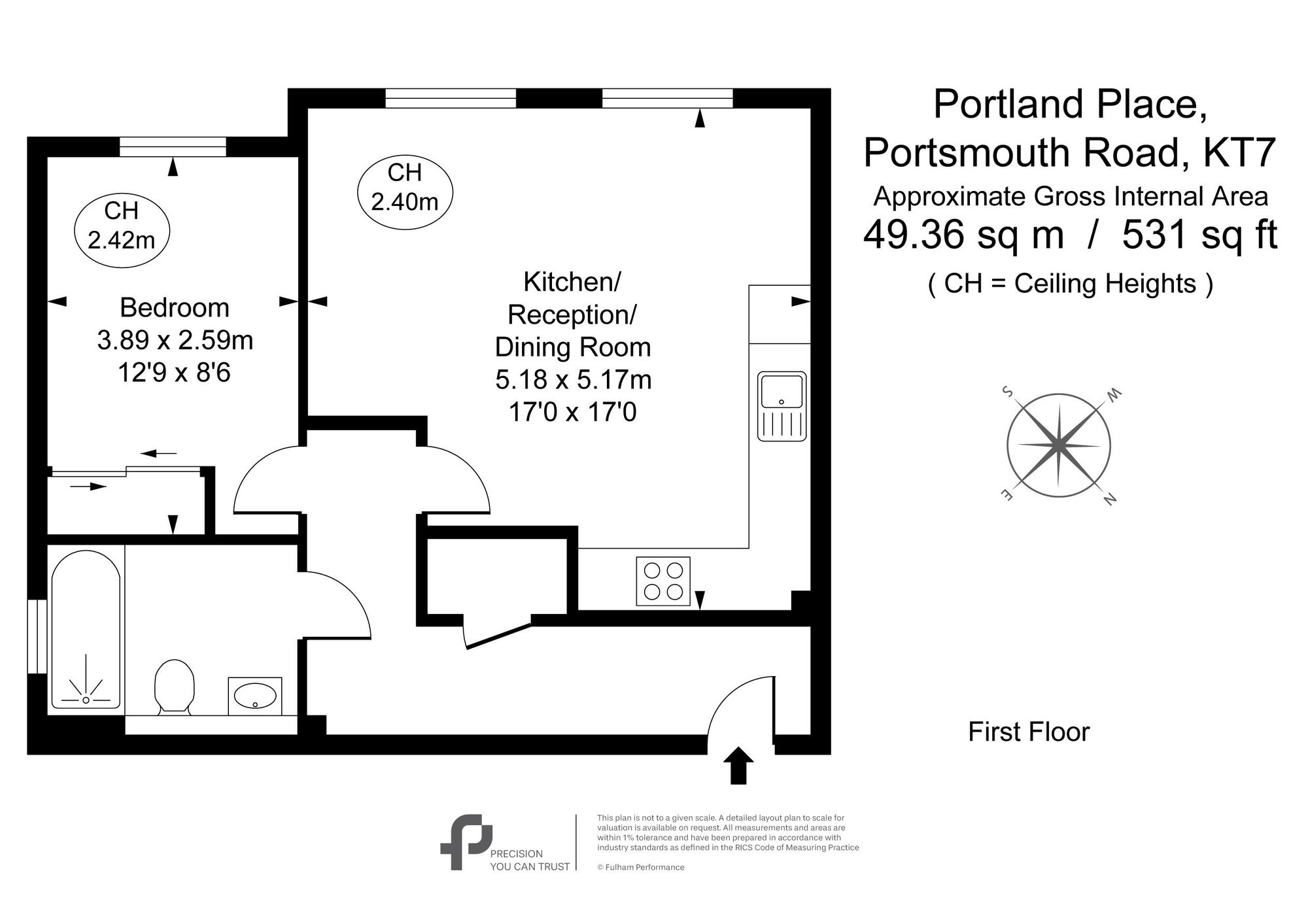 Flat 6, Portland Place Portsmouth Road, Thames Ditton floorplan