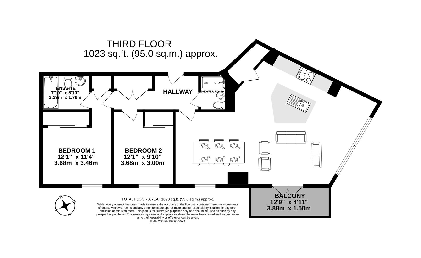 Flat 21, 9, Copper Street, Dorchester floorplan