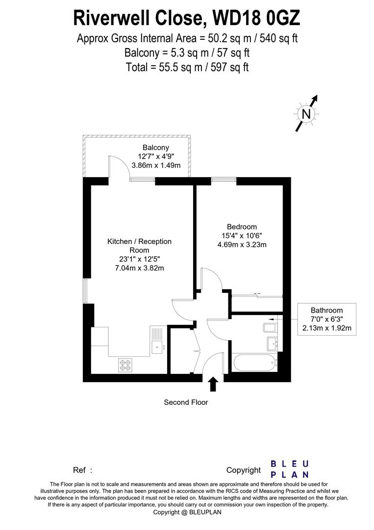Flat 17, Oak Lodge, Riverwell Close, Watford floorplan