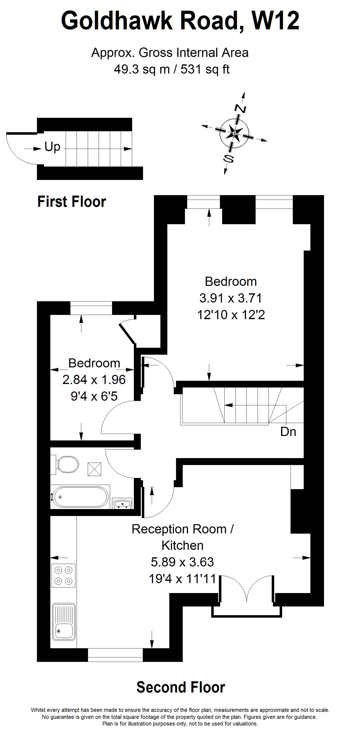 2 Bedrooms Flat to rent in Goldhawk Road, London W12