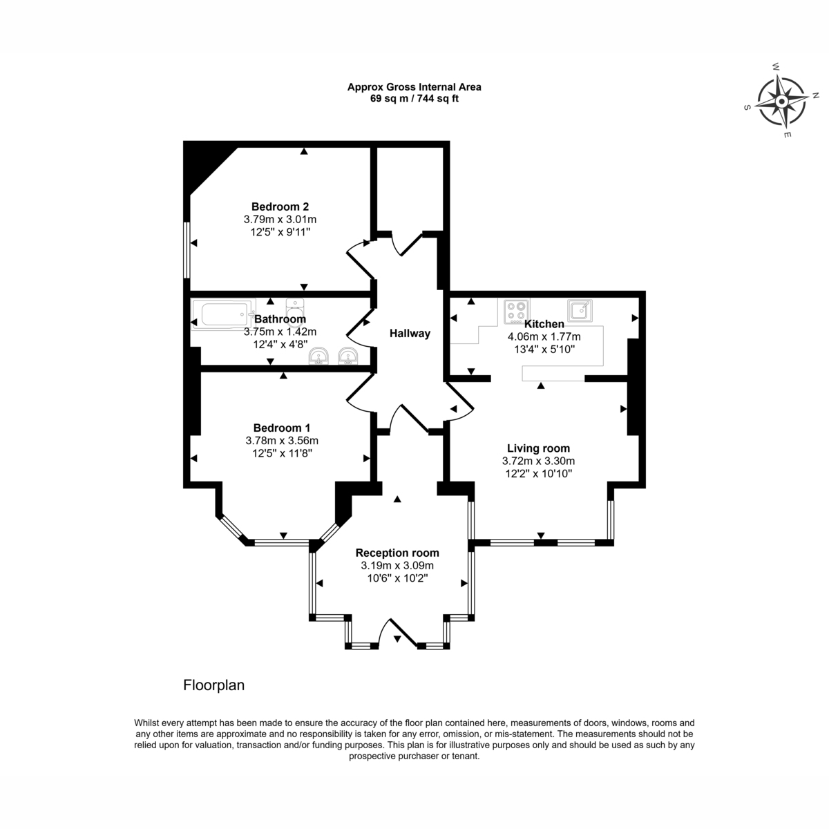 Flat Flat 1, 6, Irving Road, Bournemouth floorplan