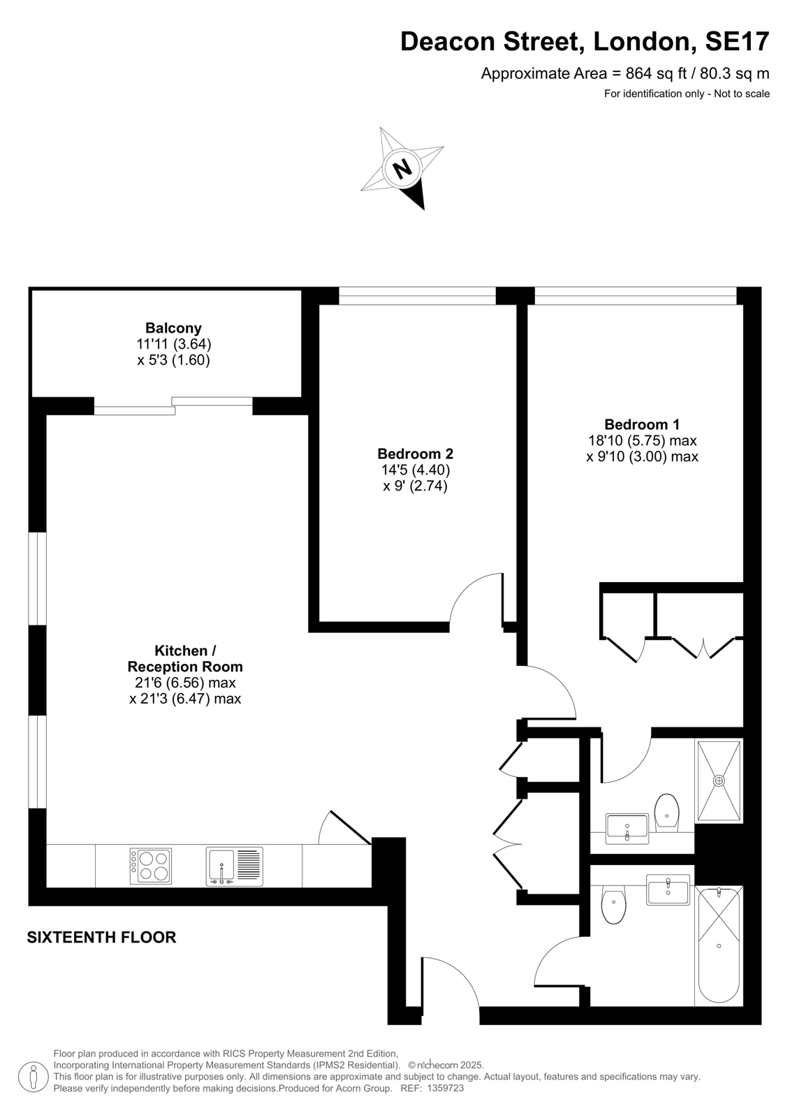 Apartment 1608, Hurlock Heights, 4, Deacon Street, London floorplan